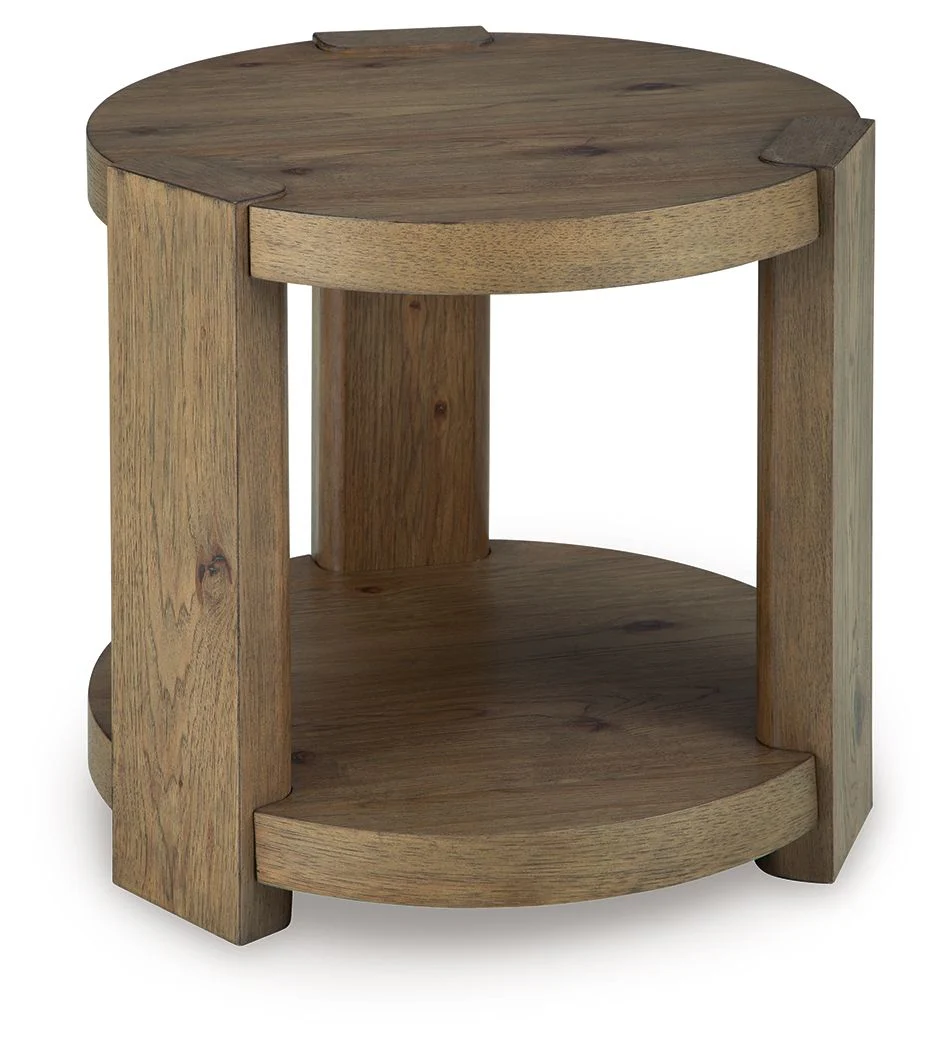 Flangren - Round End Table - Light Brown - Image 4