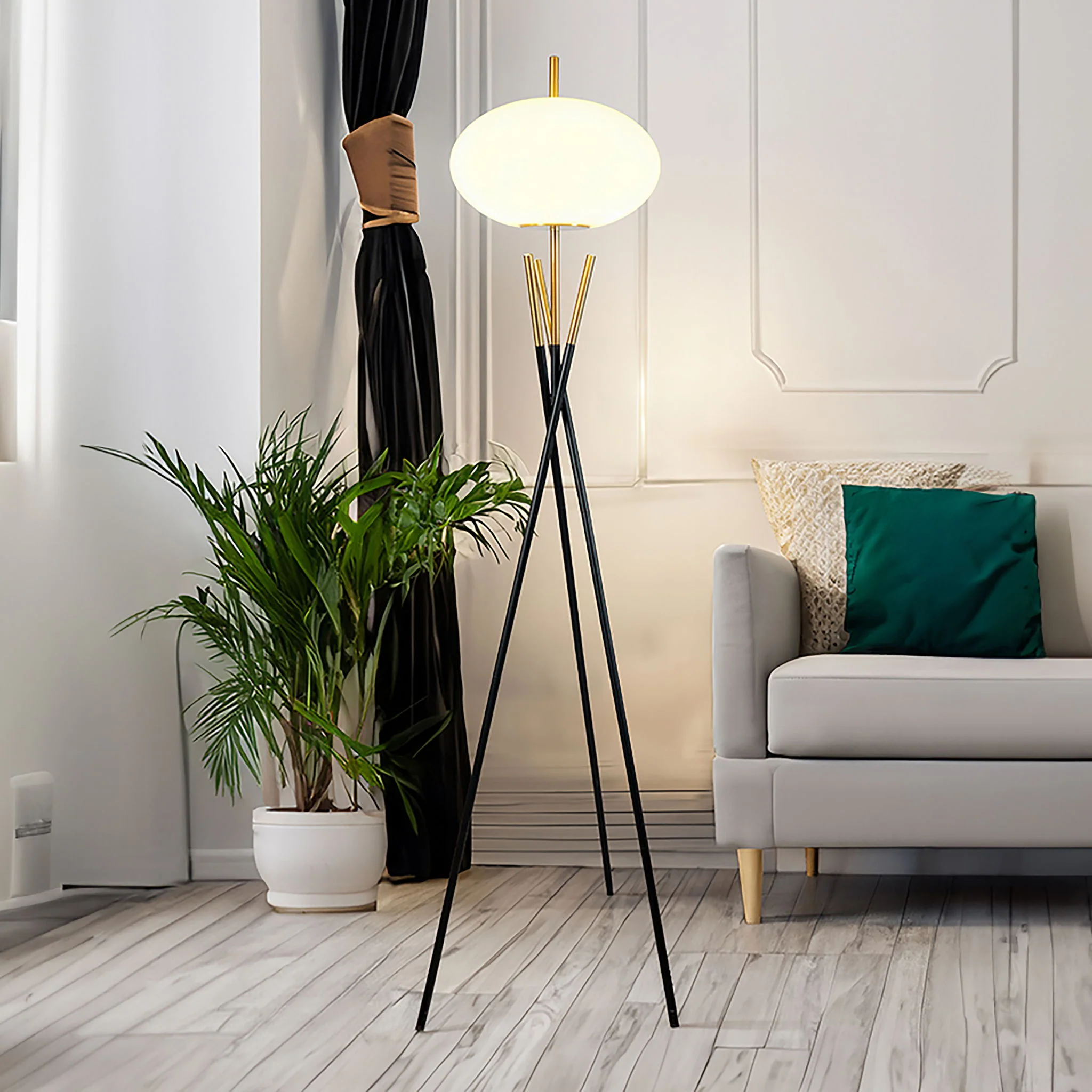 Floor Lamp - Black / Gold - Image 2