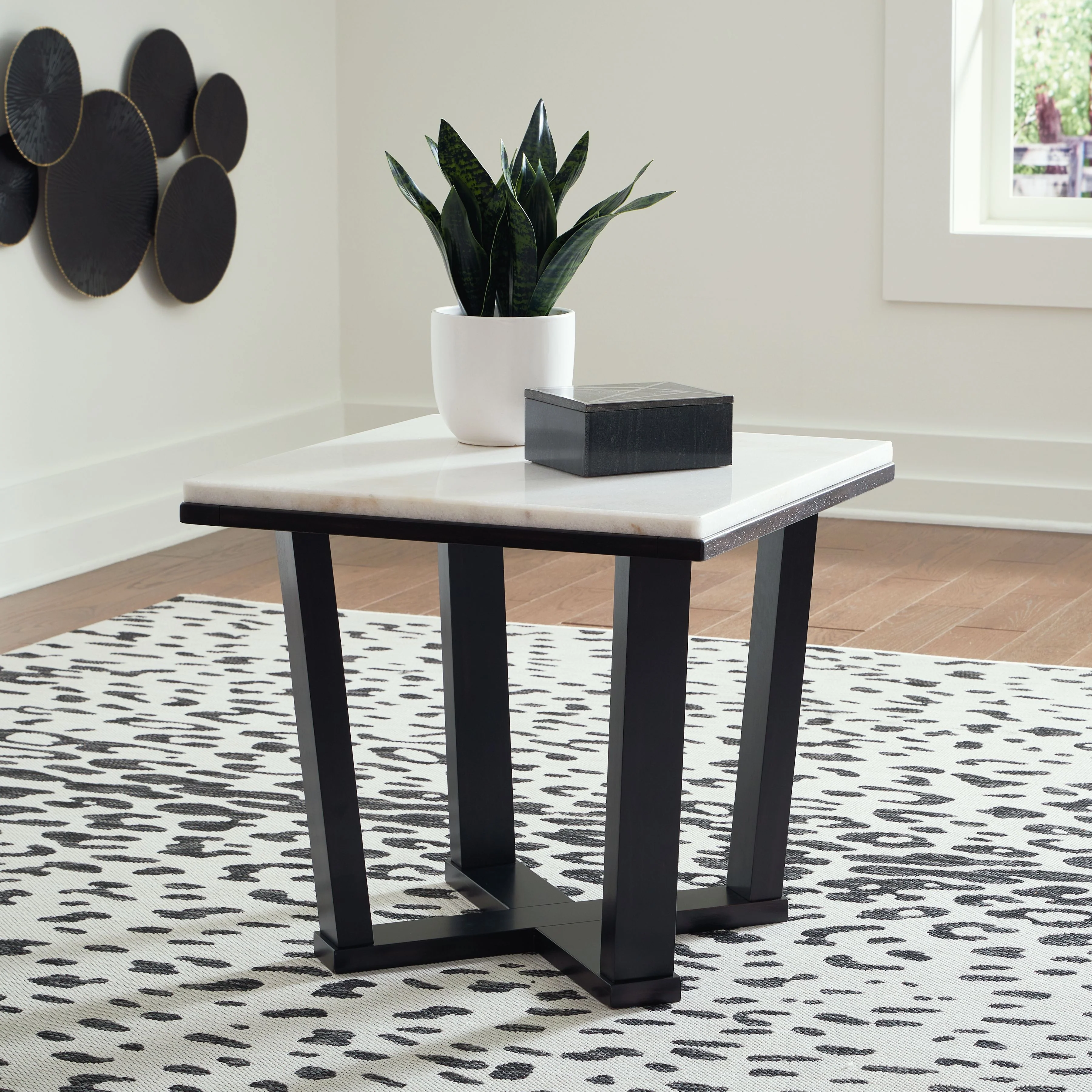 Fostead - Square End Table - White / Espresso - Image 4