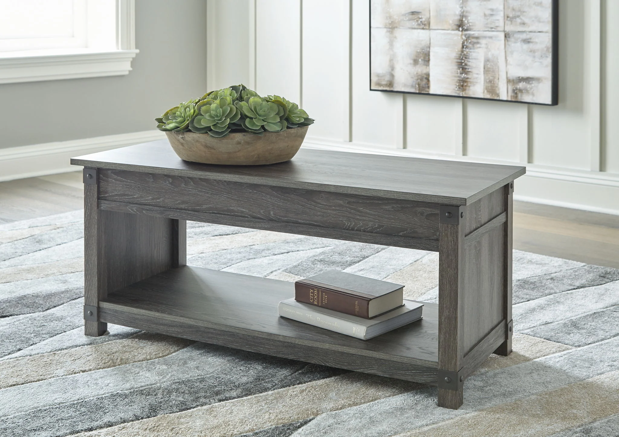 Freedan - 3 Pc. - Coffee Table, 2 End Tables - Grayish Brown - Image 3