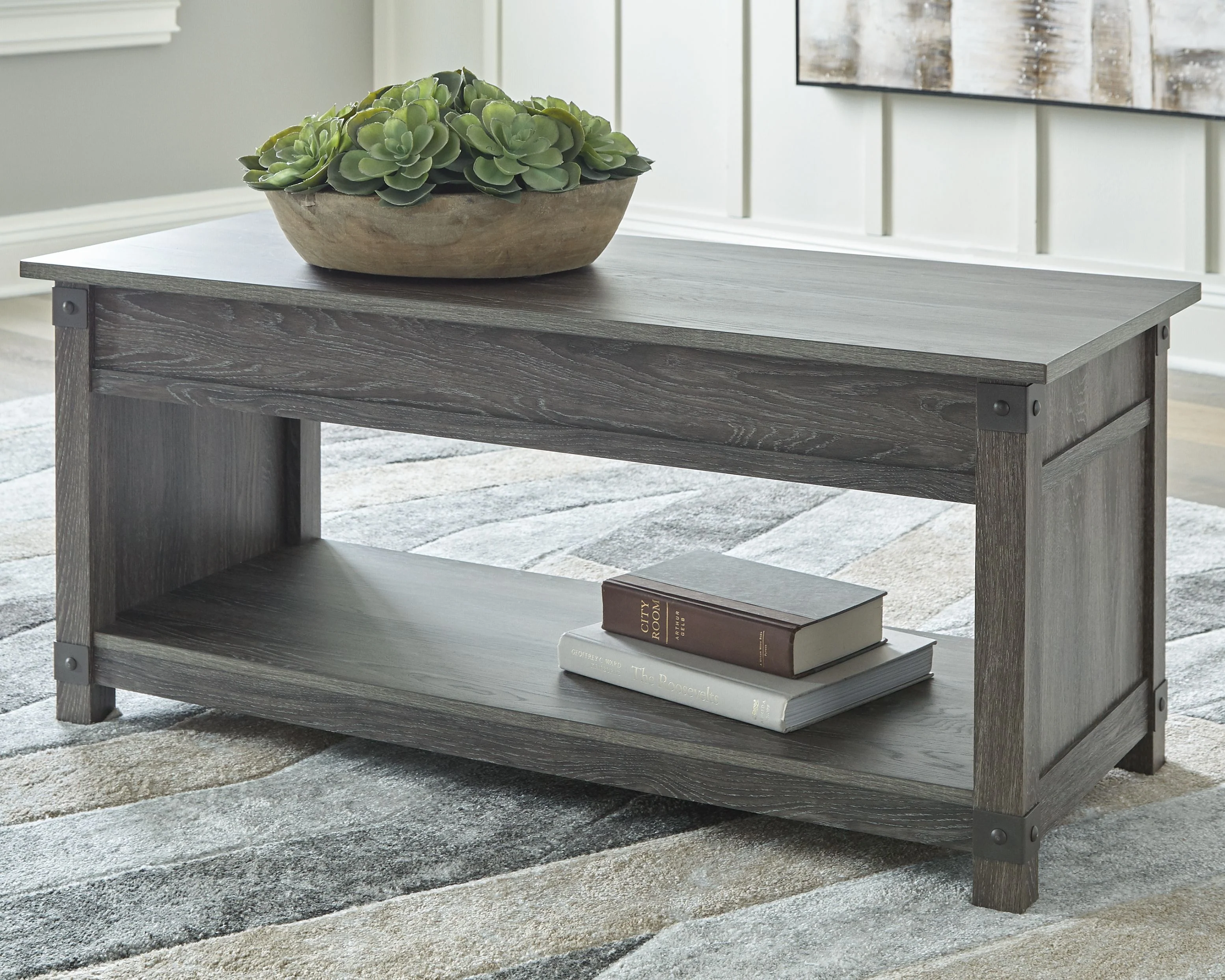 Freedan - Rect Lift Top Cocktail Table - Grayish Brown - Image 4