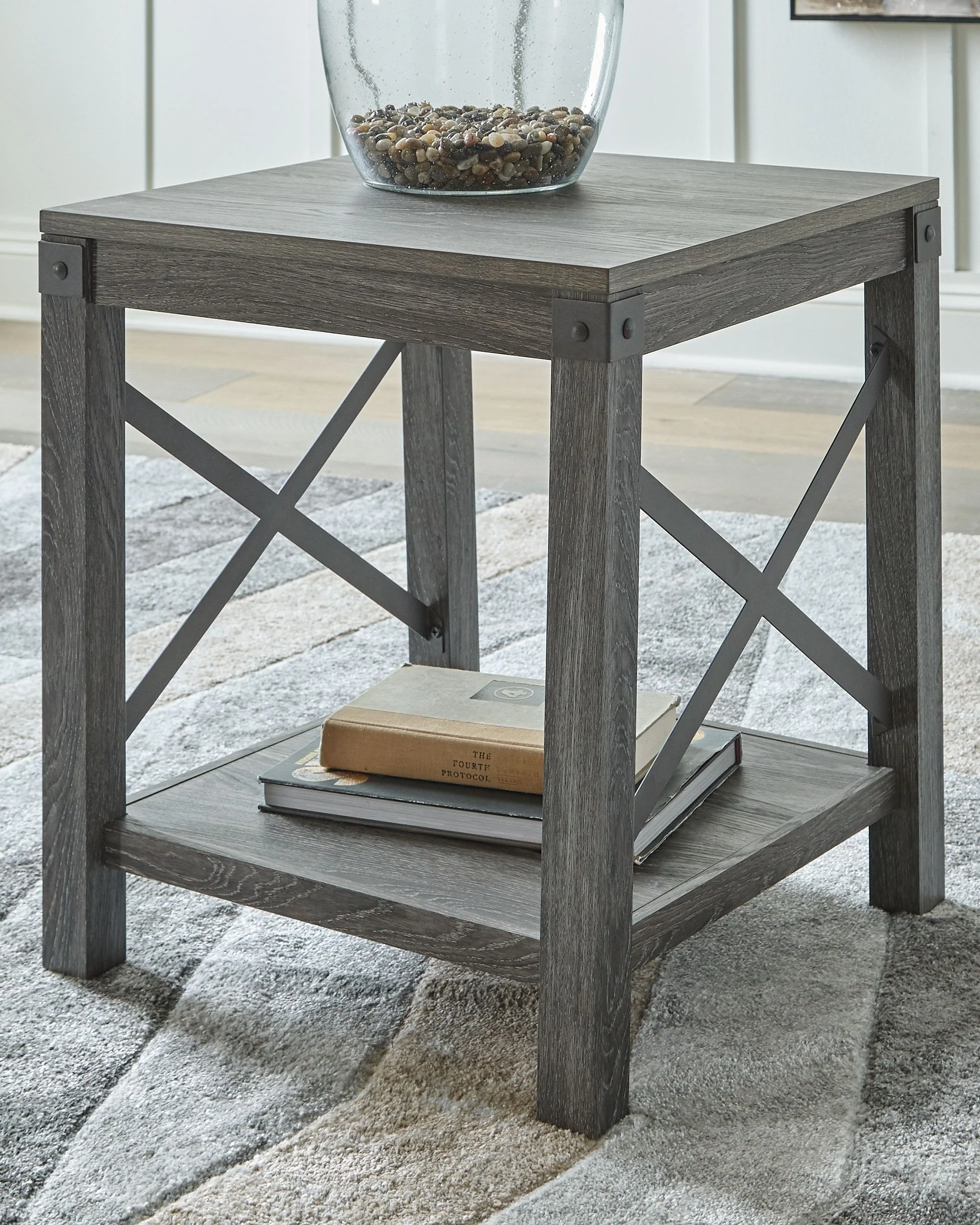 Freedan - Square End Table - Grayish Brown - Image 4