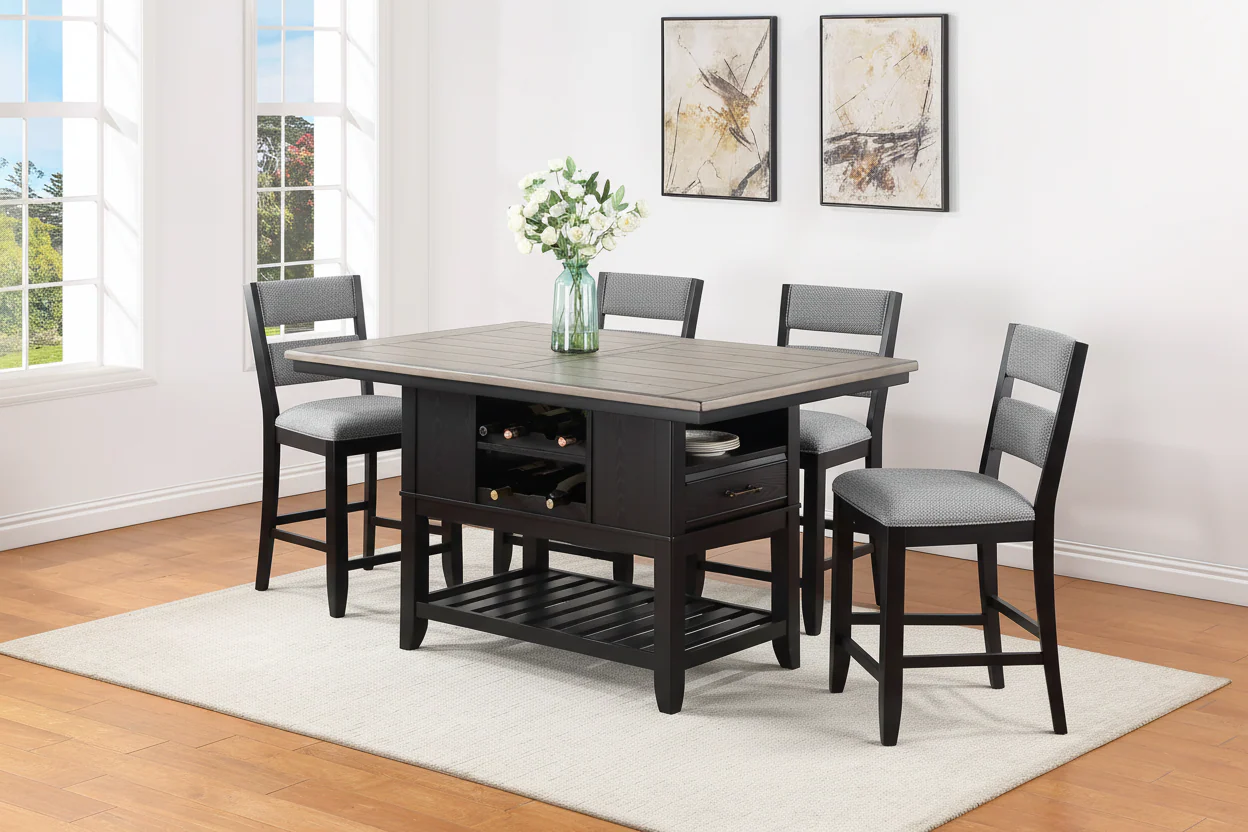 Frey Black Counter Height Dining Sets by Crown Mark