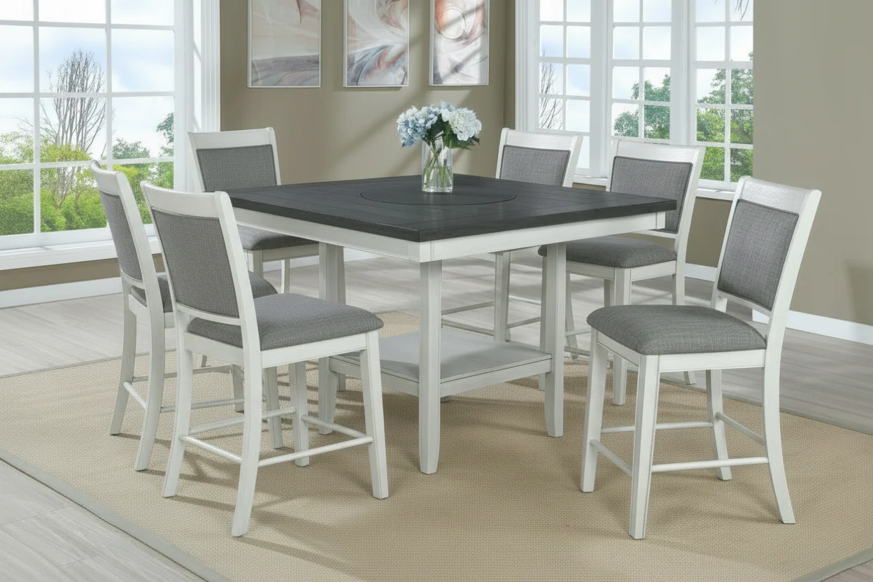 Fulton Counter Height Dining Sets - Chalk White & Grey - Image 2