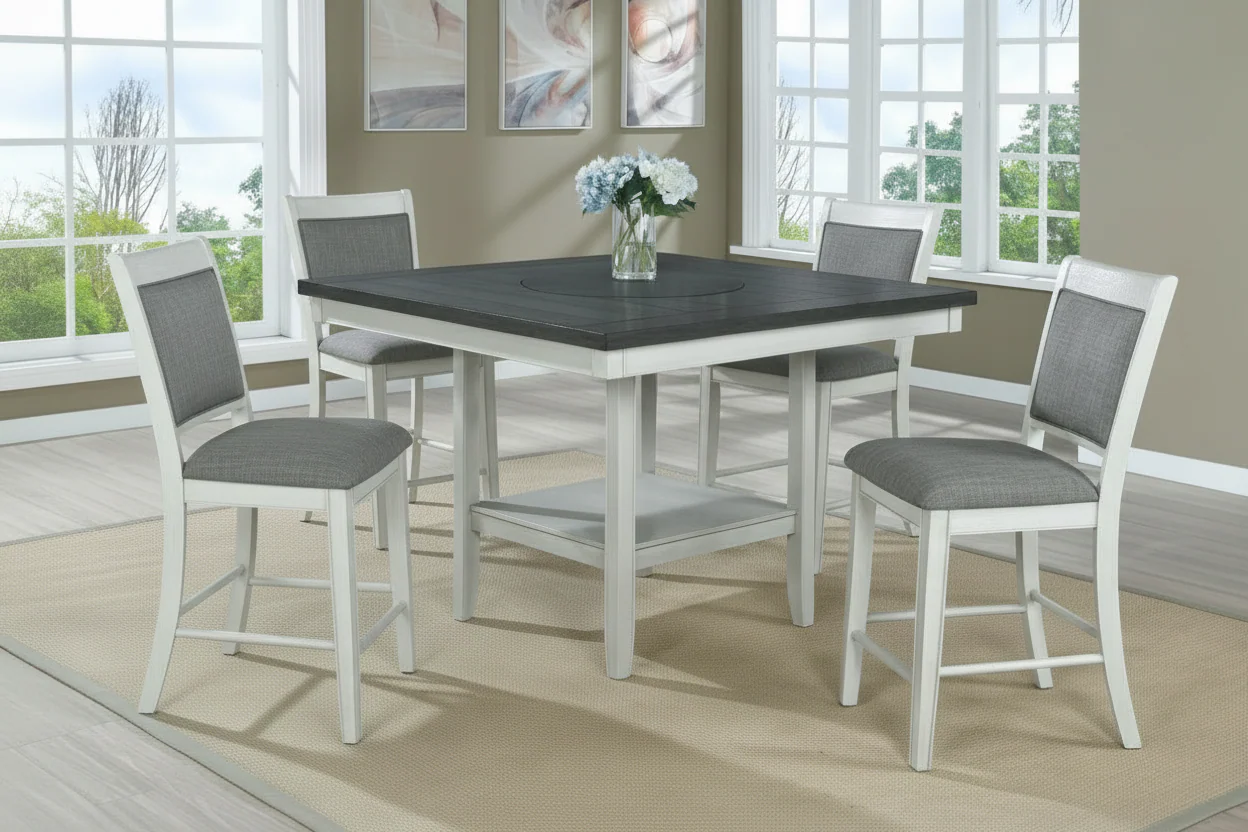 Fulton Counter Height Dining Sets - Chalk White & Grey - Image 3