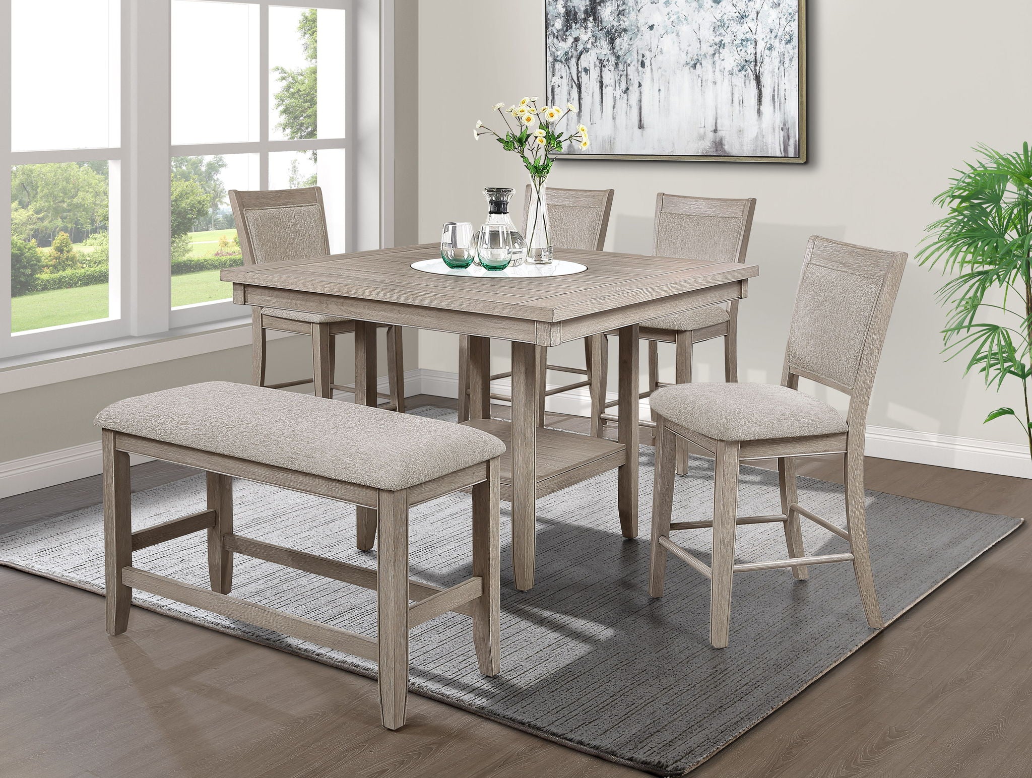 Fulton - Counter Table - White Oak With Marble - Image 3