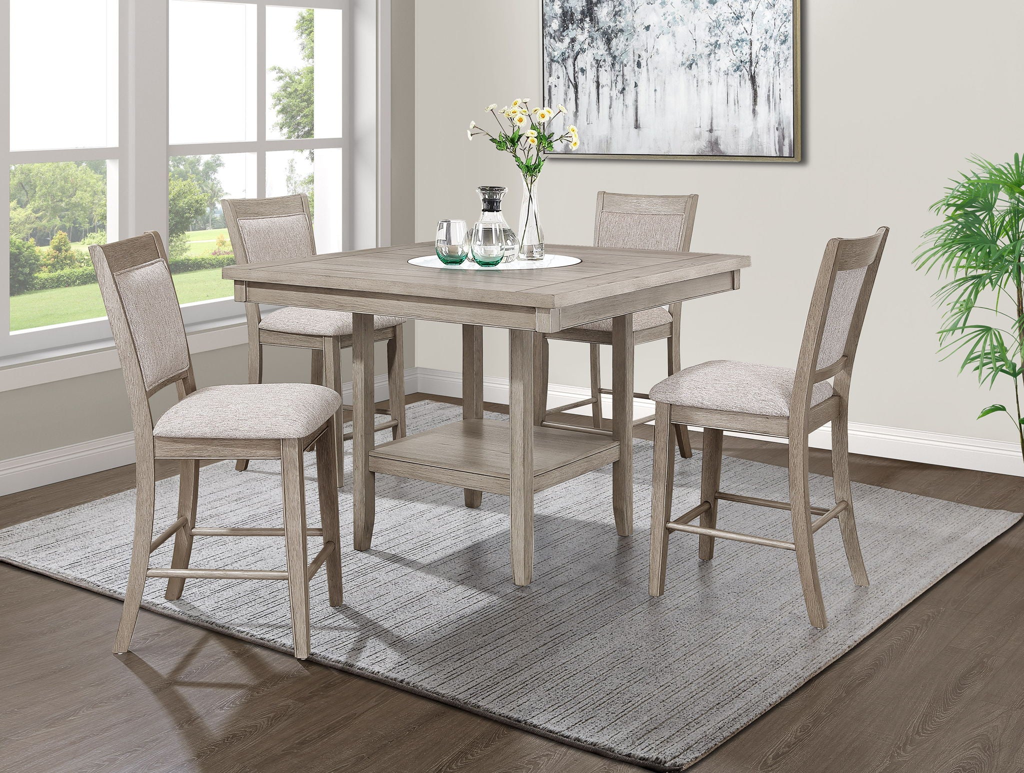 Fulton - Counter Table - White Oak With Marble - Image 4