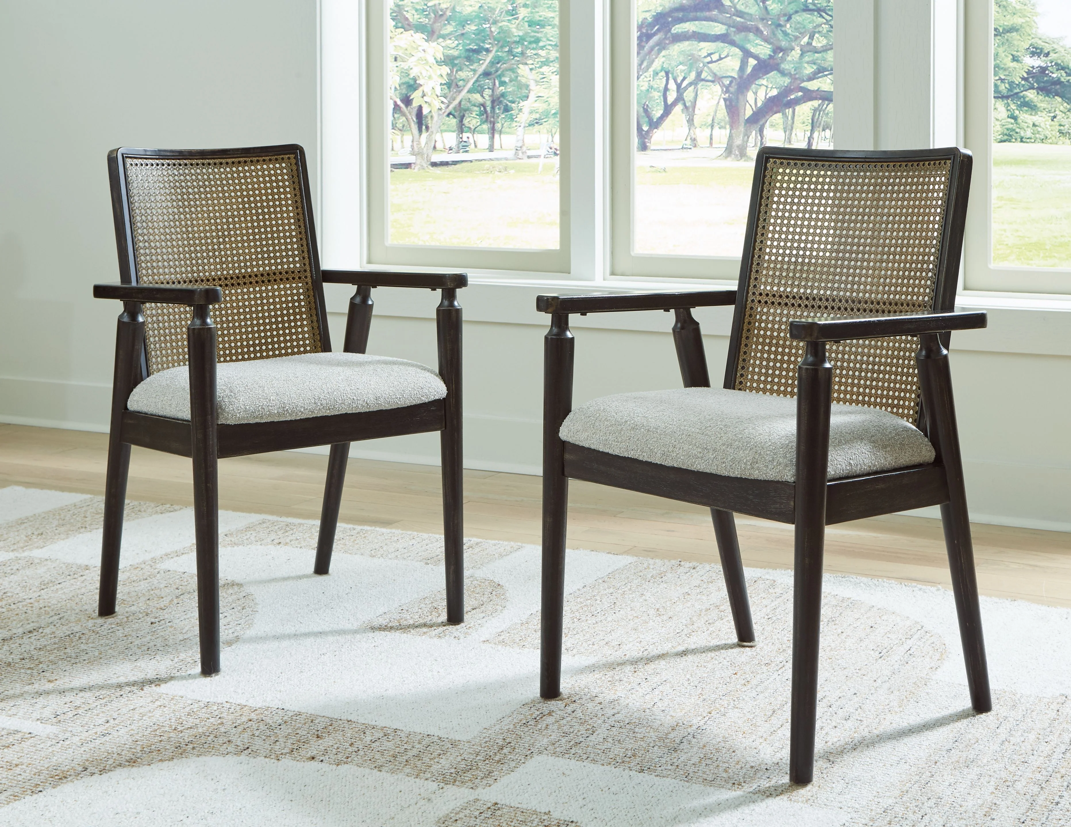 Galliden - Dining Upholstered Arm Chair (Set of 2) - Black - Image 3