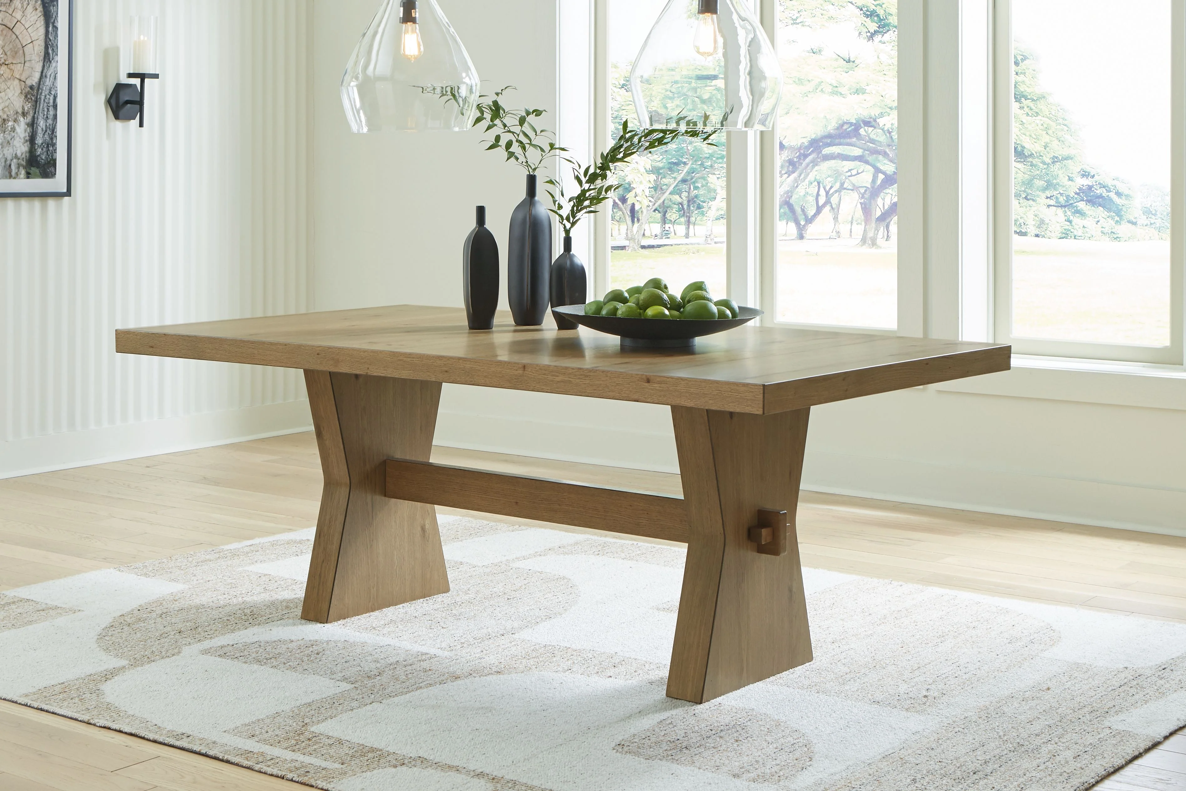 Galliden - Rectangular Dining Room Table - Light Brown - Image 4