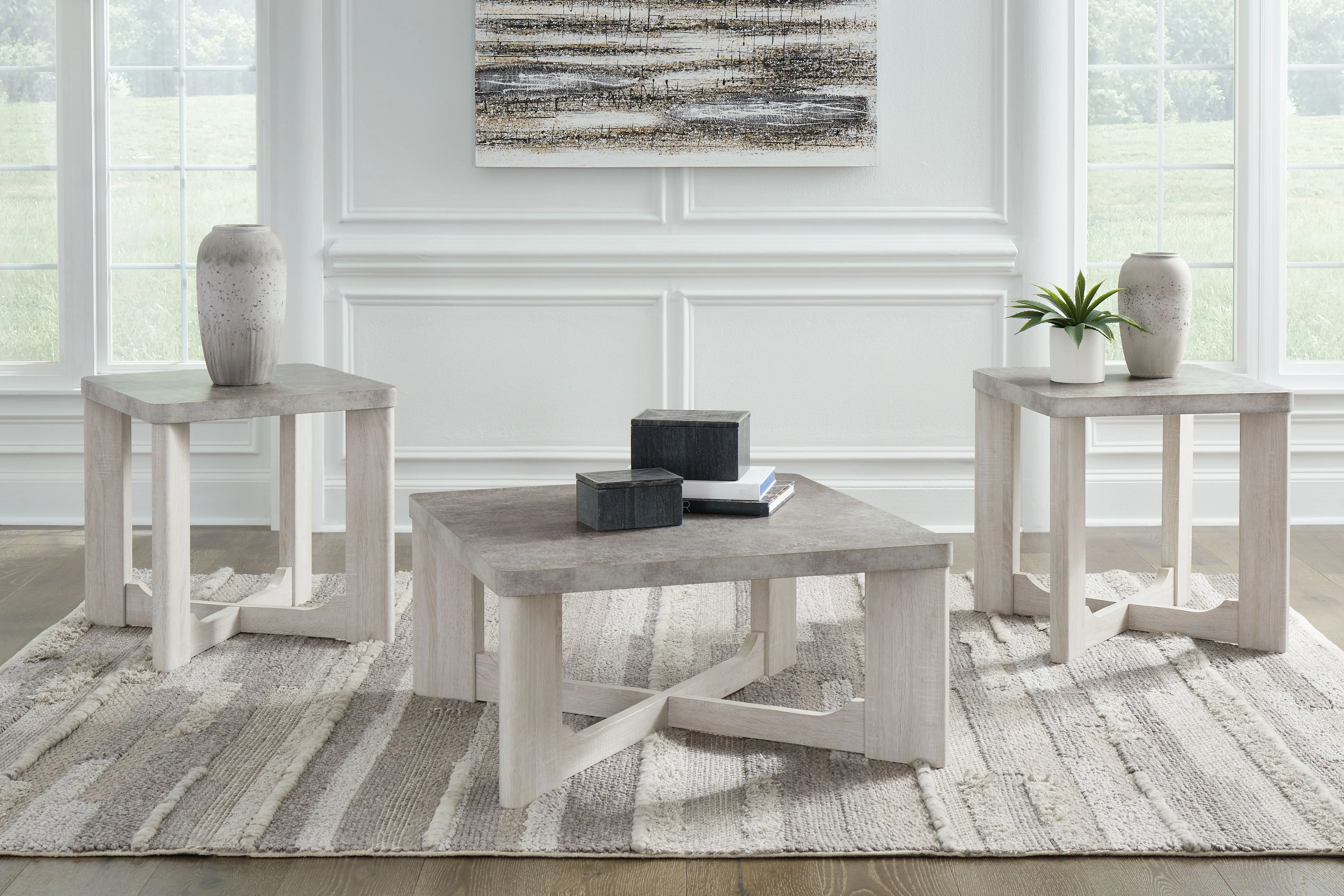 Garnilly - Occasional Table Set (Set of 3) - Whitewash - Image 2
