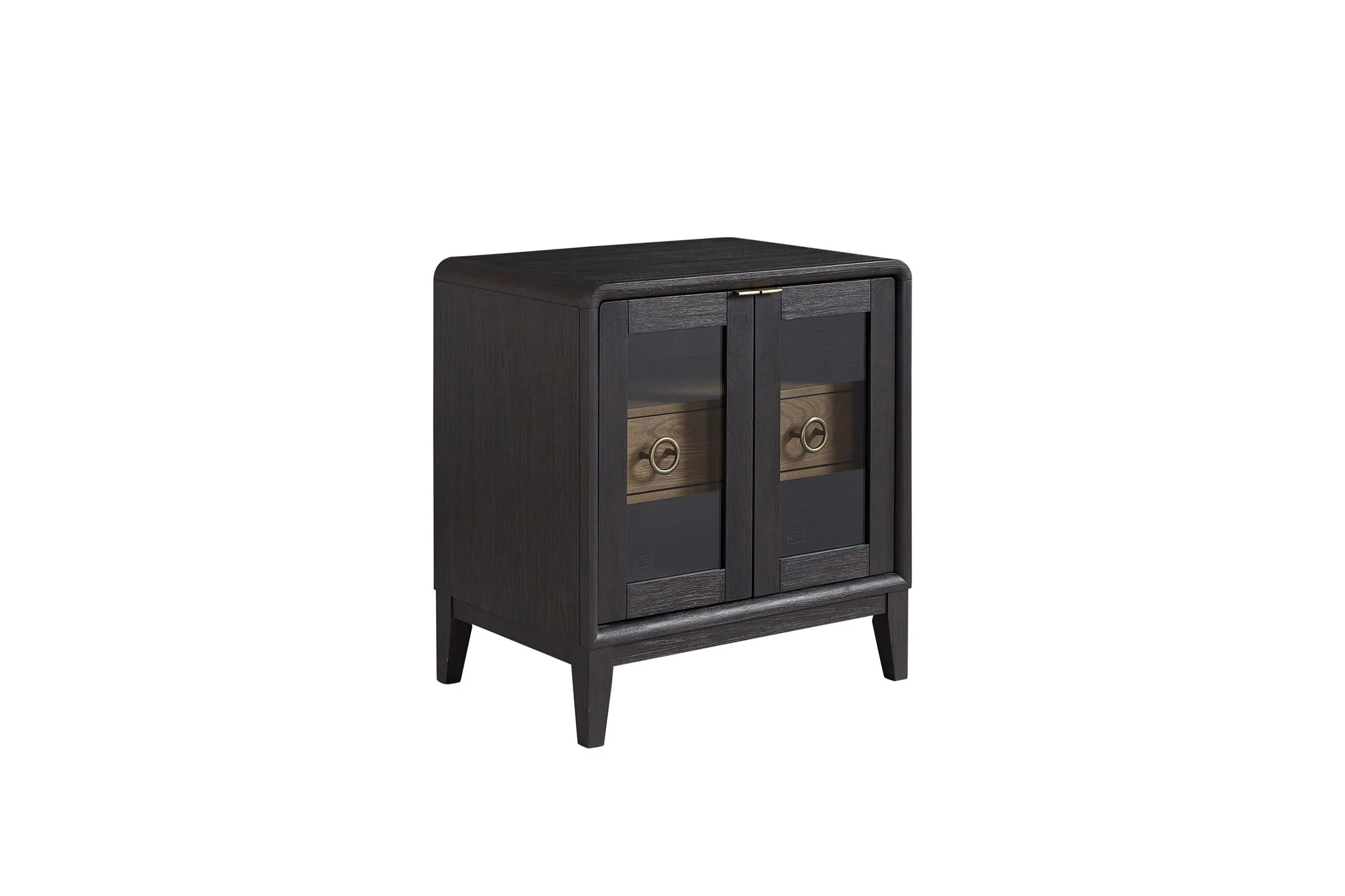 Glass Door Nightstand - Black - Image 2