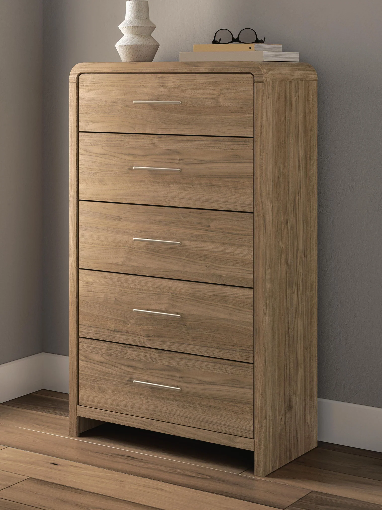Gramburg - Five Drawer Chest - Warm Natural Brown - Image 3
