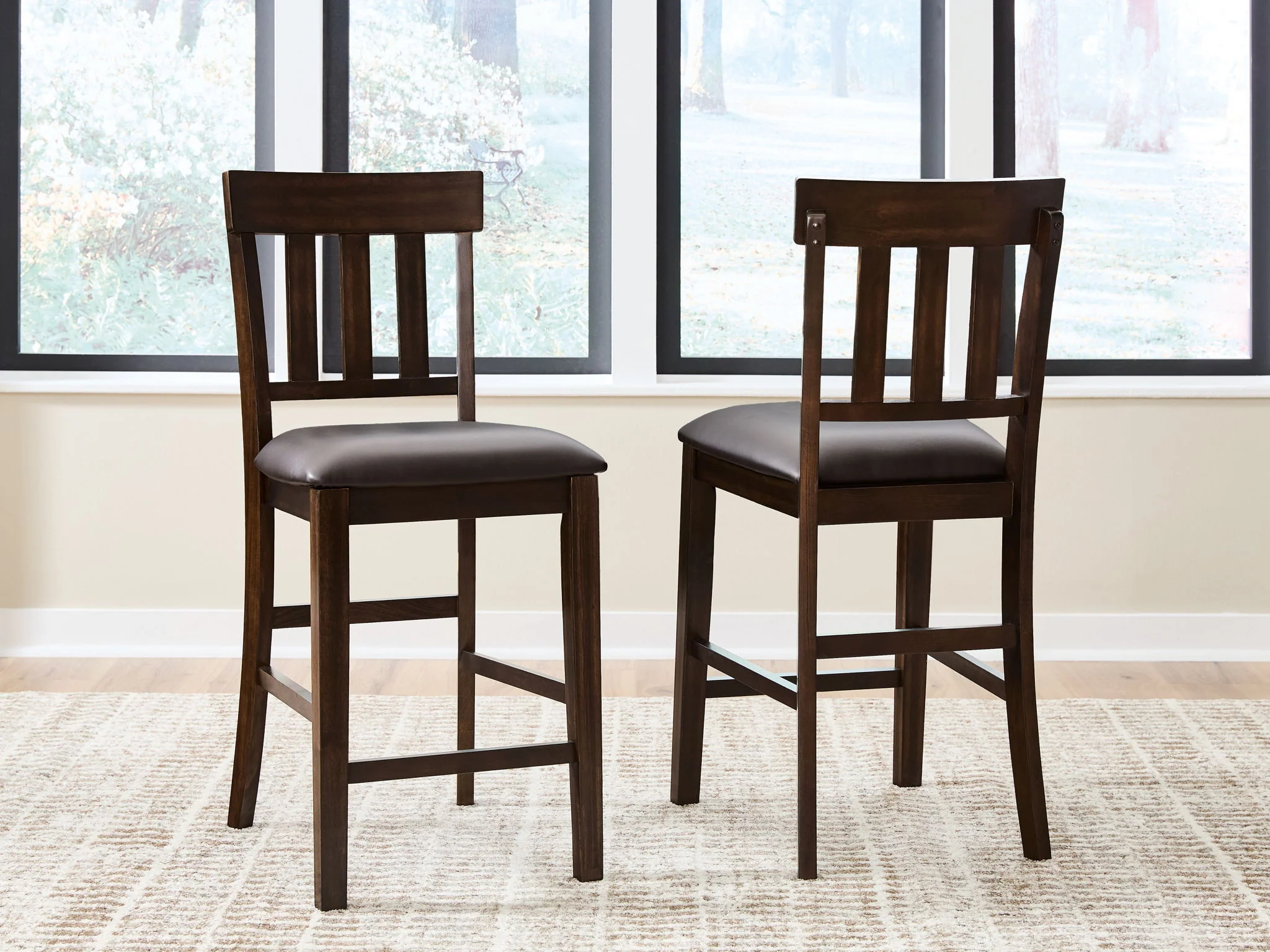 Haddigan - Upholstered Barstool (Set of 2) - Dark Brown - Image 3