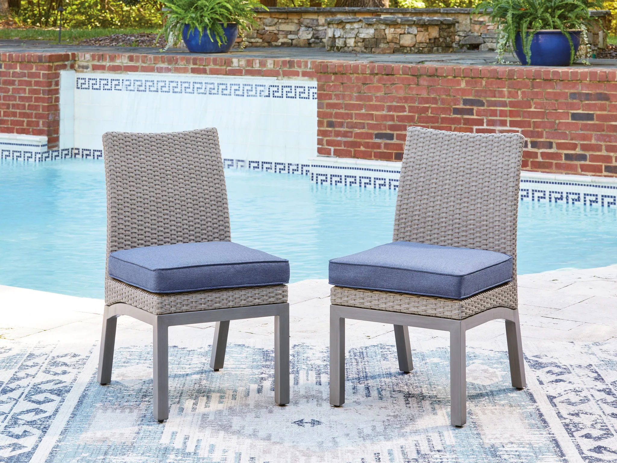 Half Moon Beach - Side Chair With Cushion (Set of 2) - Blue / Gray - Image 4