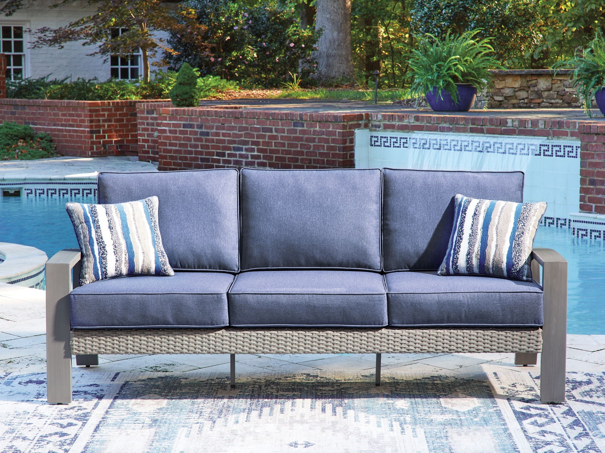 Half Moon Beach - Sofa With Cushion - Blue / Gray - Image 2