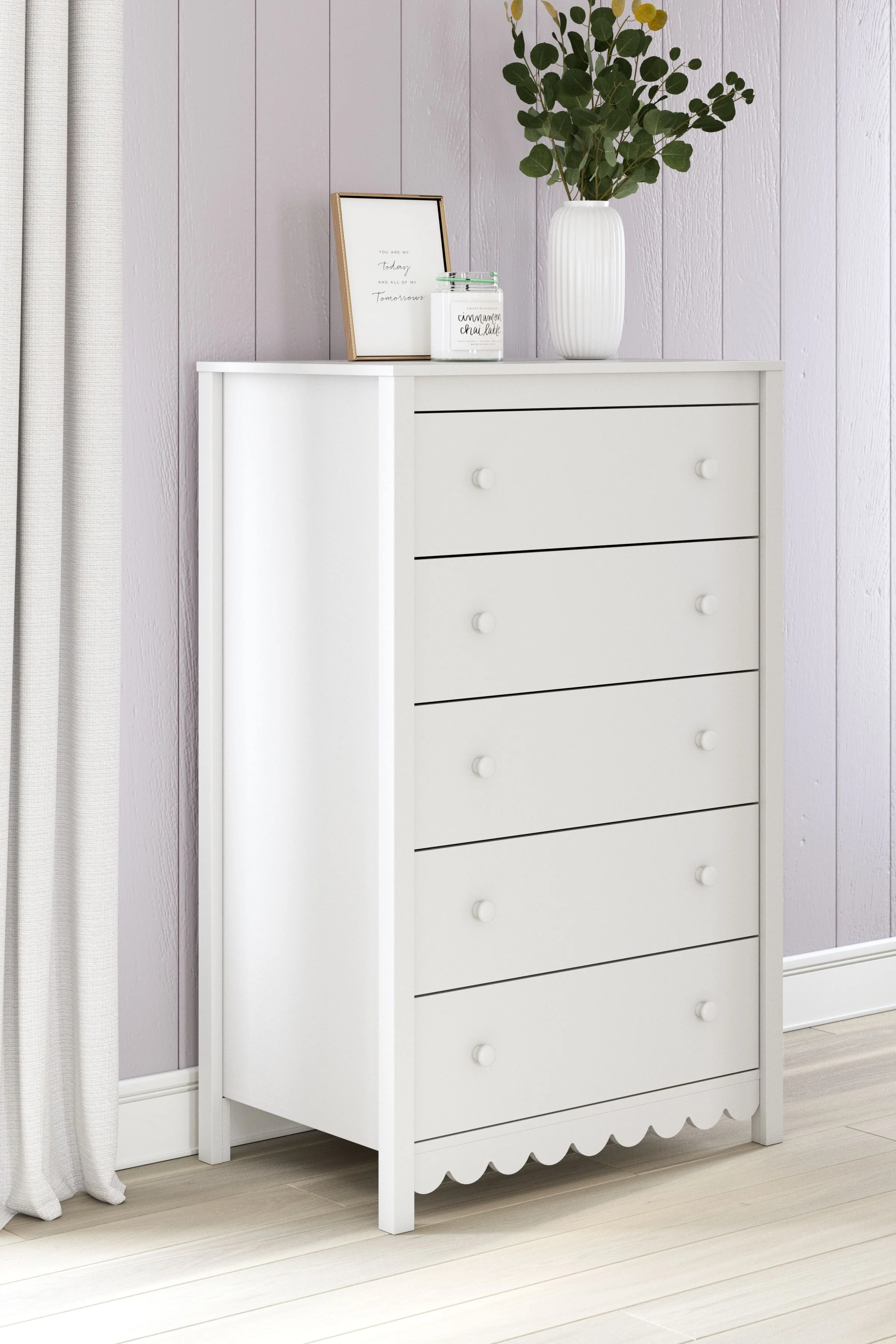 Hallityn - Five Drawer Chest - White - Image 3