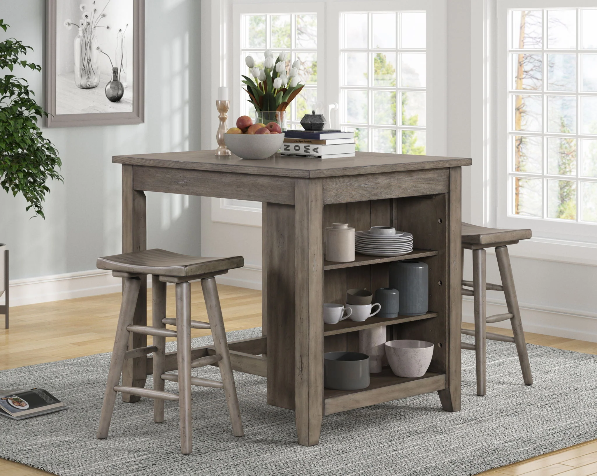 Hartford - Backless Gathering Stool (Set of 2) - Rustic - Image 2
