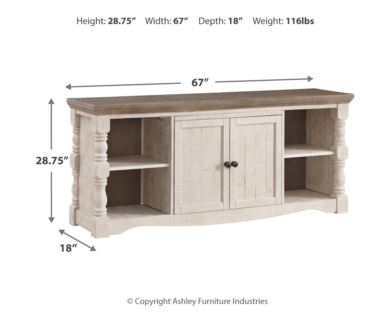 Havalance - Extra Large TV Stand - 2 Doors - Brown / Beige - Image 3
