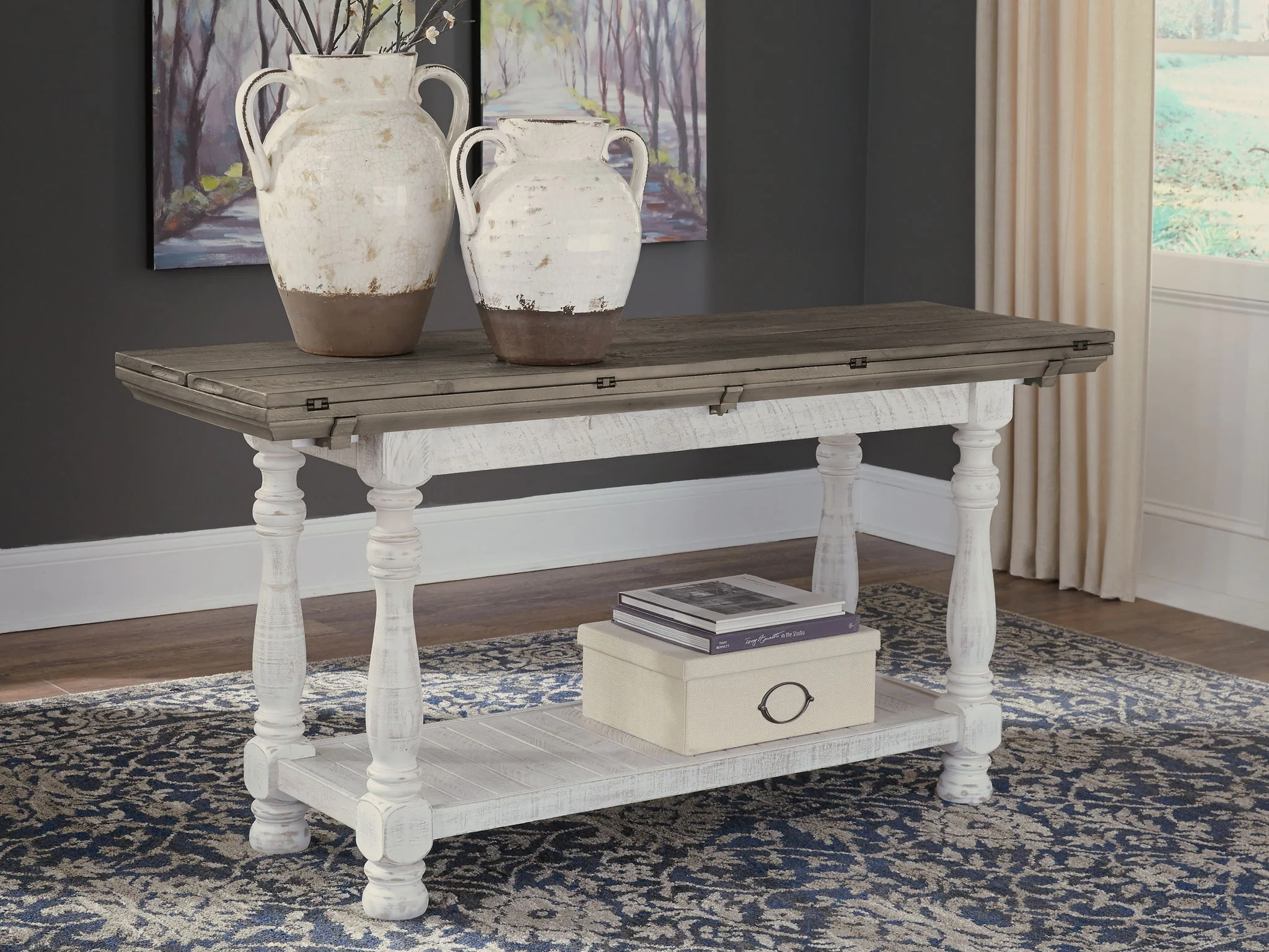 Havalance - Flip Top Sofa Table - Gray / White - Image 2