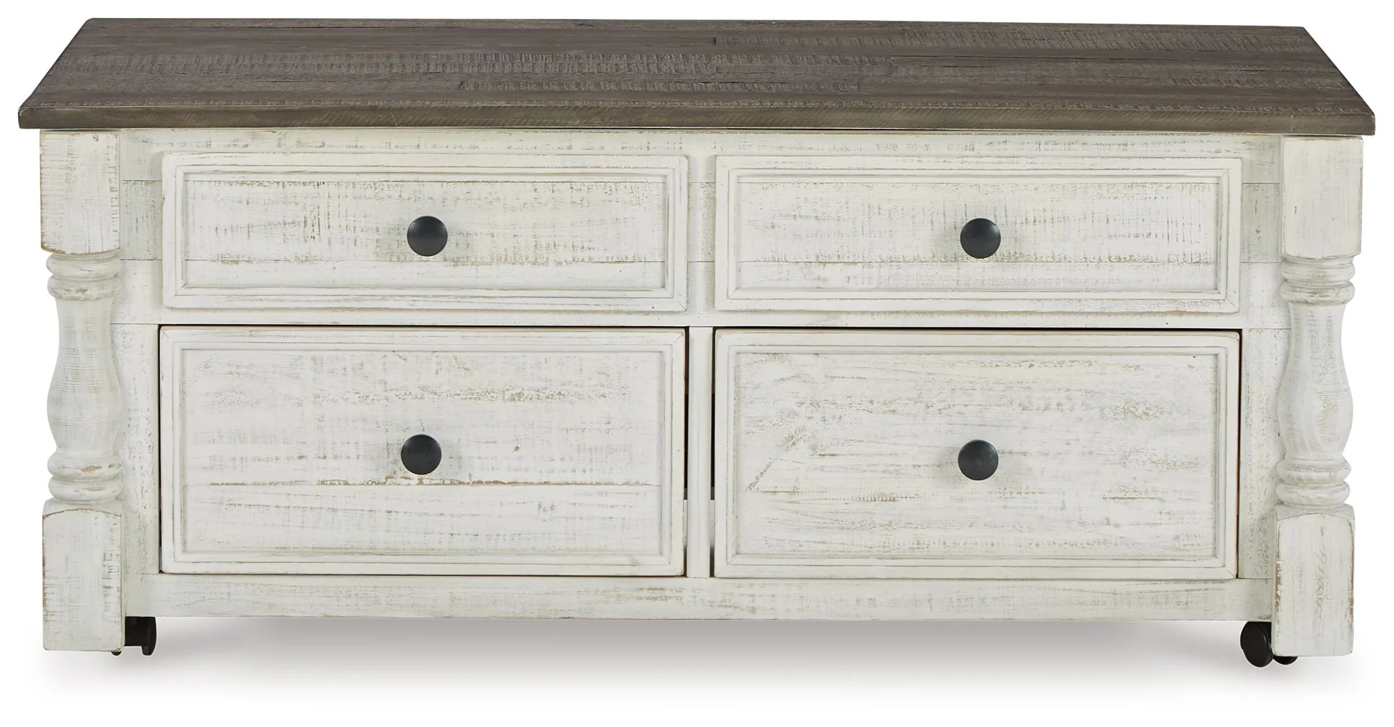 Havalance - Lift Top Cocktail Table with Storage Drawers - White / Gray - Image 4