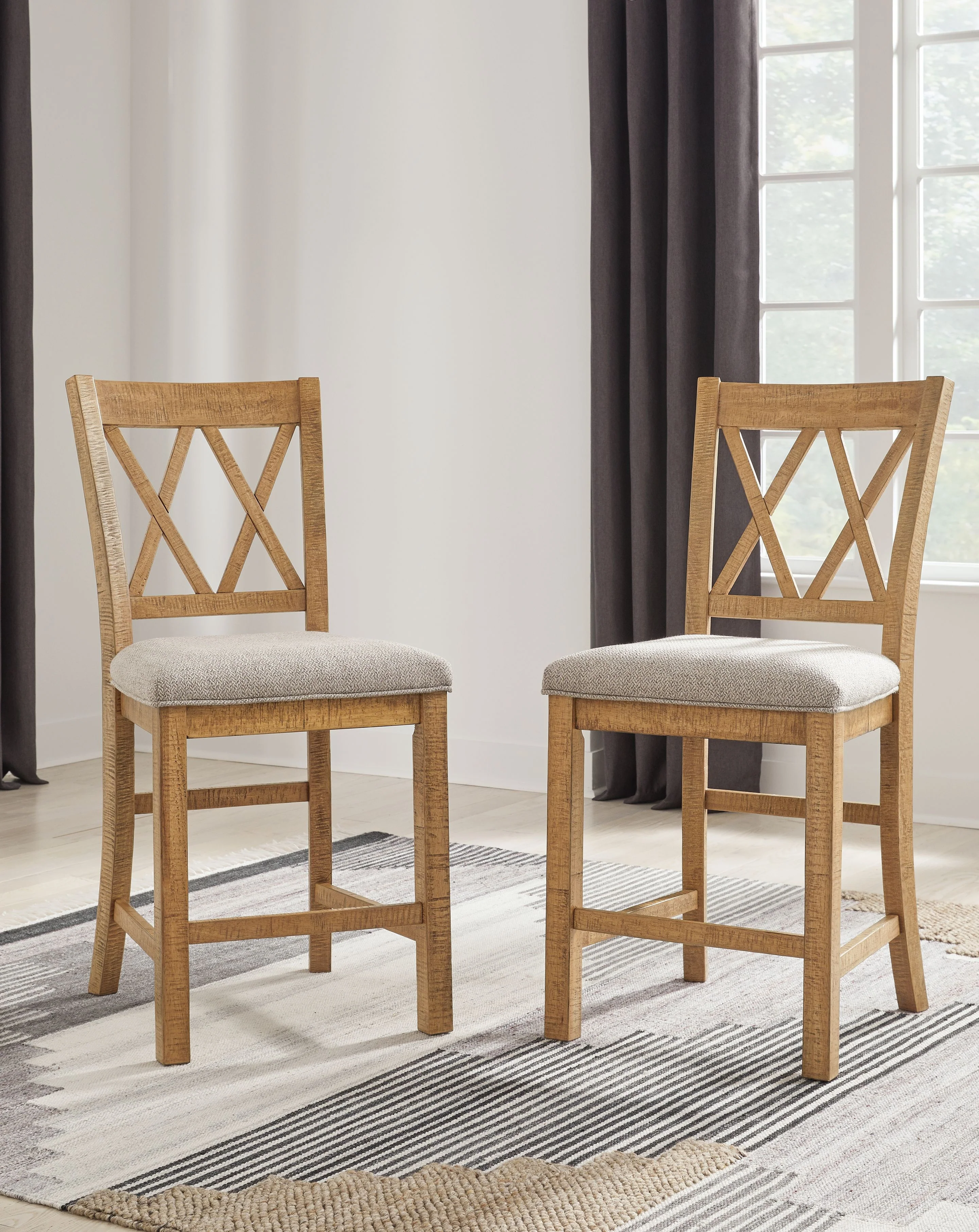 Havonplane - Upholstered Barstool (Set of 2) - Brown - Image 3