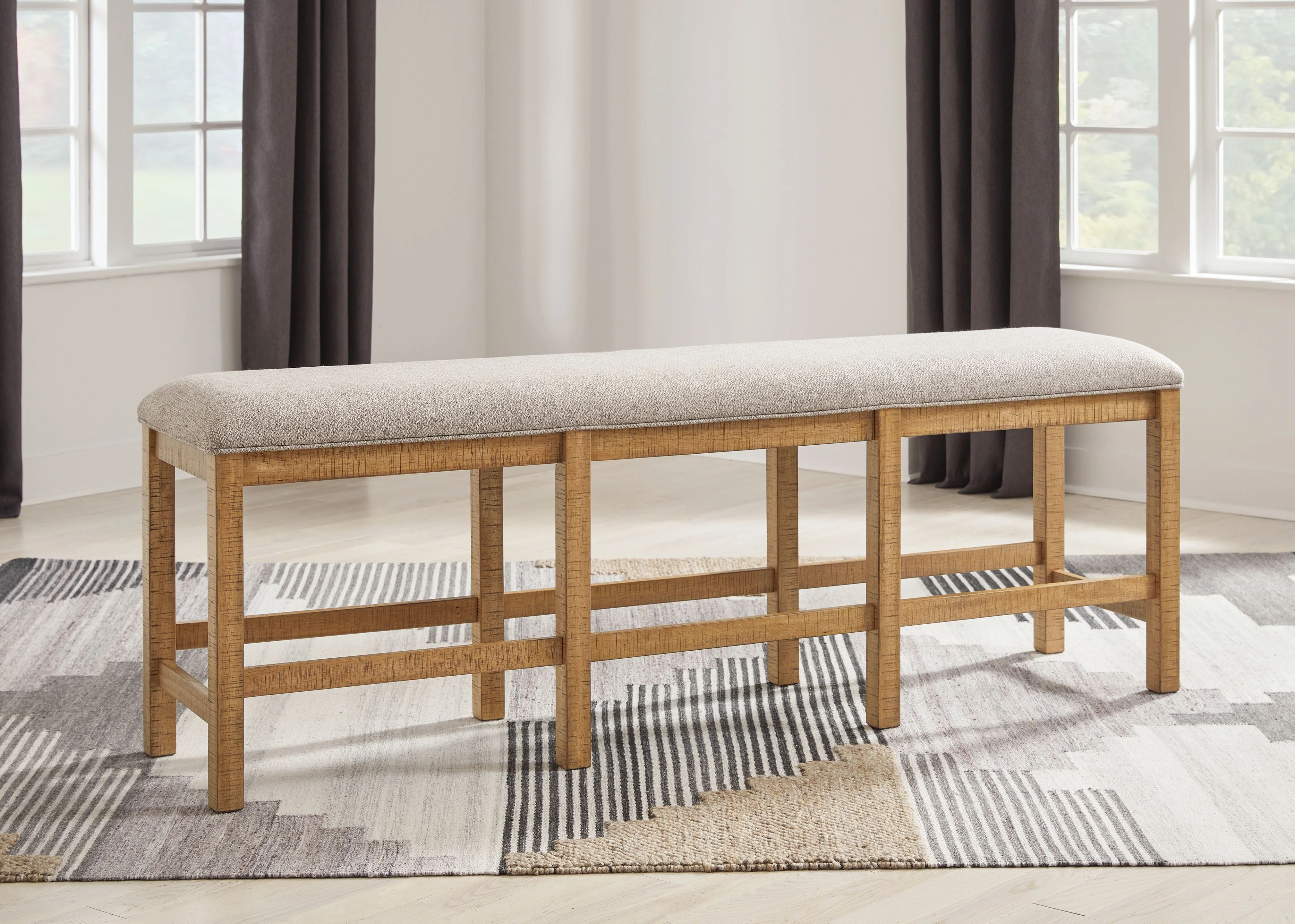 Havonplane - XL Counter Height Upholstered Dining Bench - Brown - Image 3