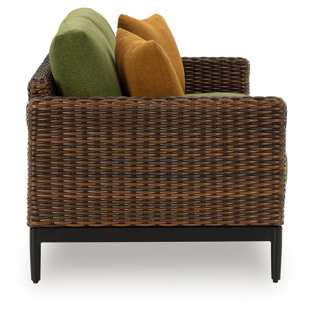 Horizon Hall - Loveseat With Cushion - Brown / Green - Image 3