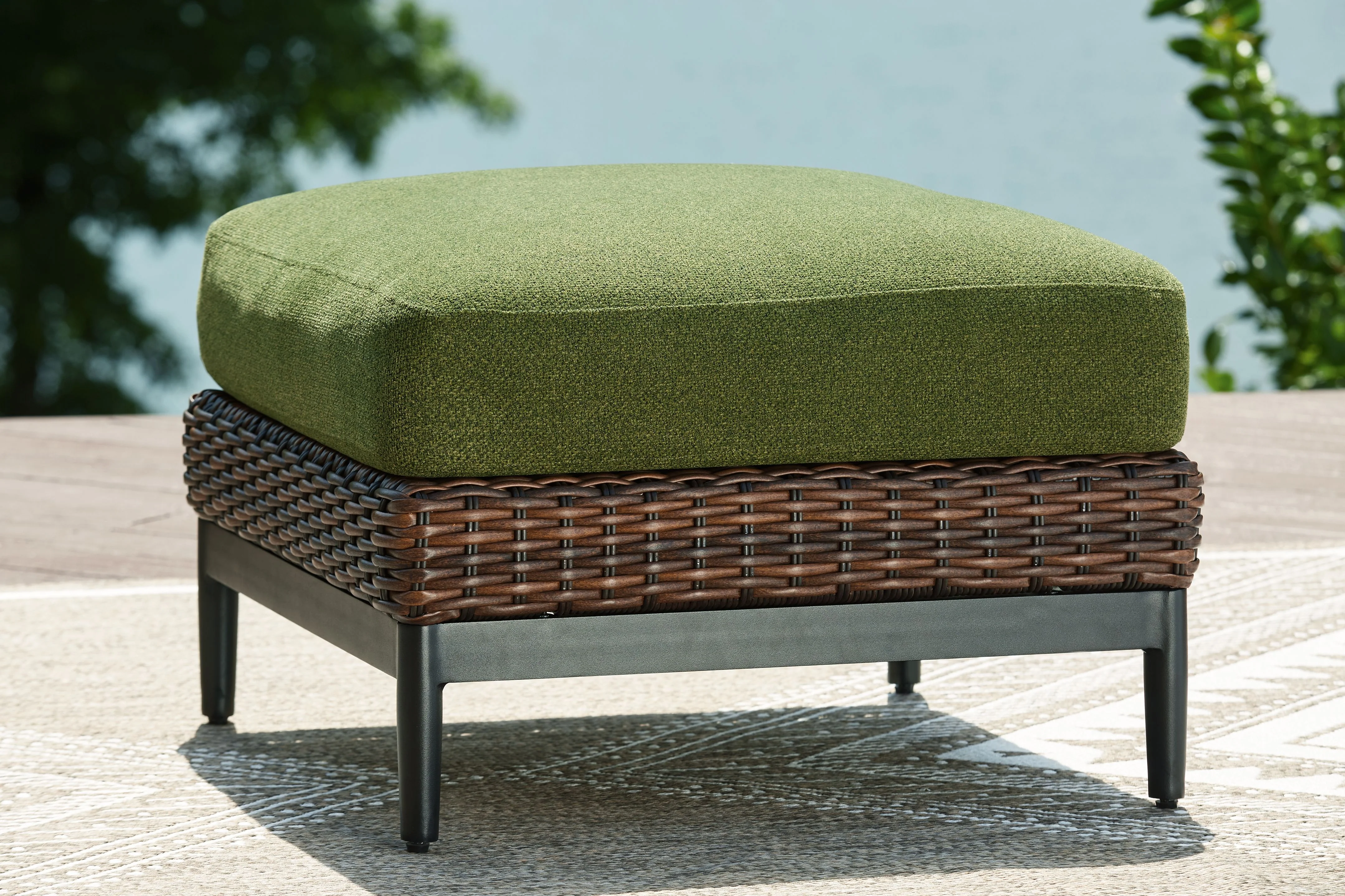 Horizon Hall - Ottoman With Cushion - Brown / Green - Image 4