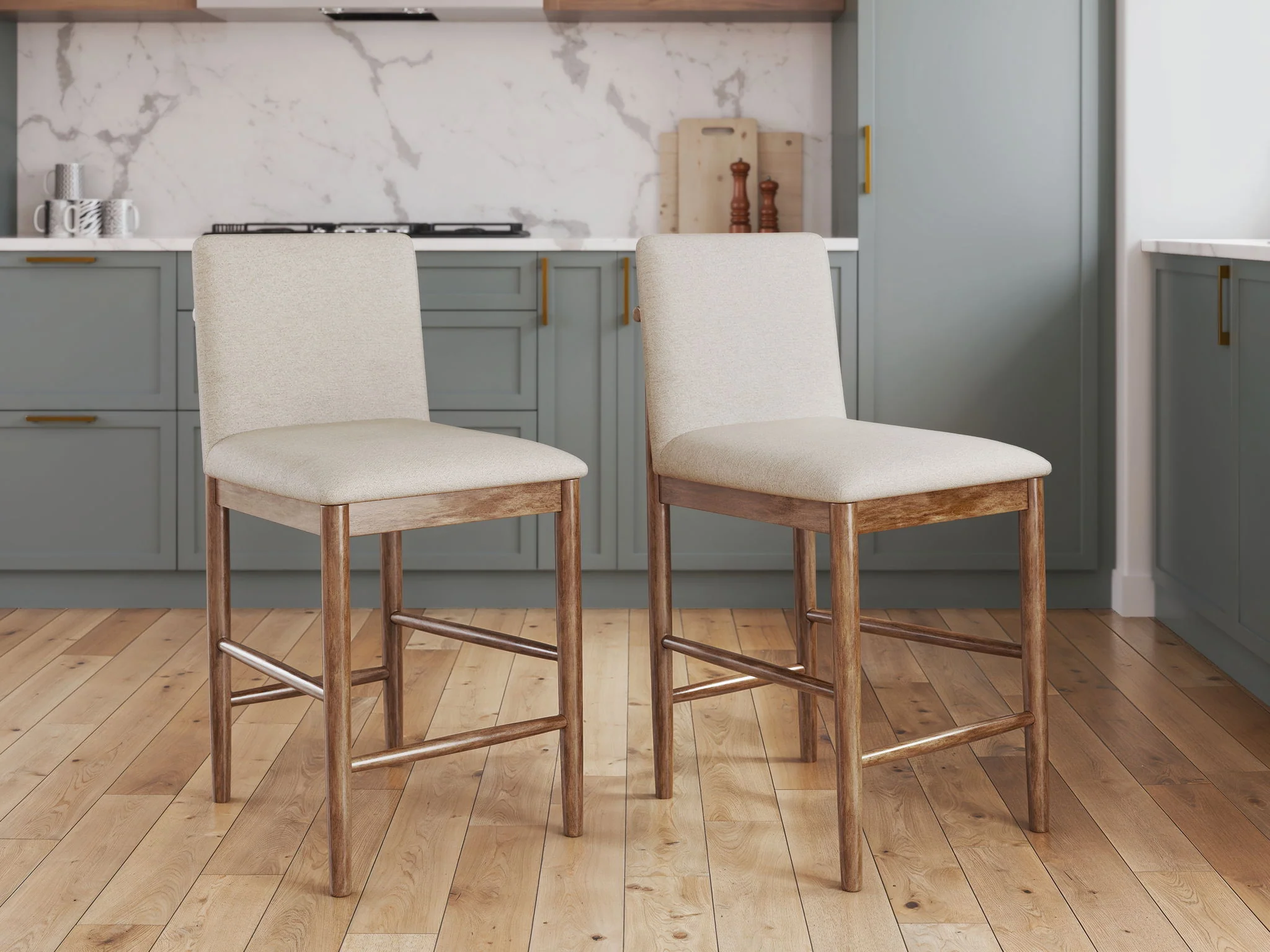 Isanti - Upholstered Barstool (Set of 2) - Light Brown - Image 4