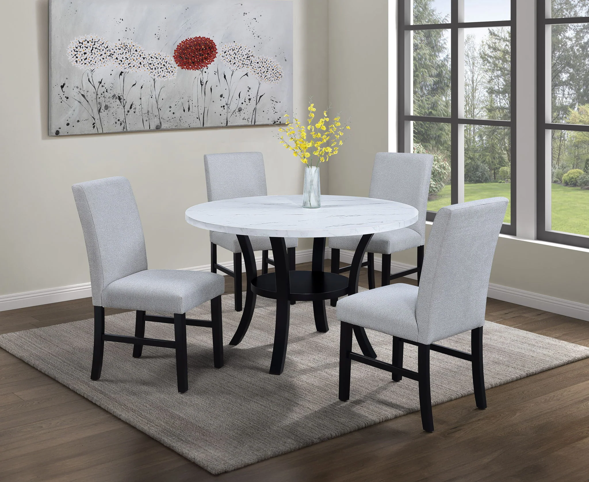 Isla - Round Dining Table - White / Black - Image 3