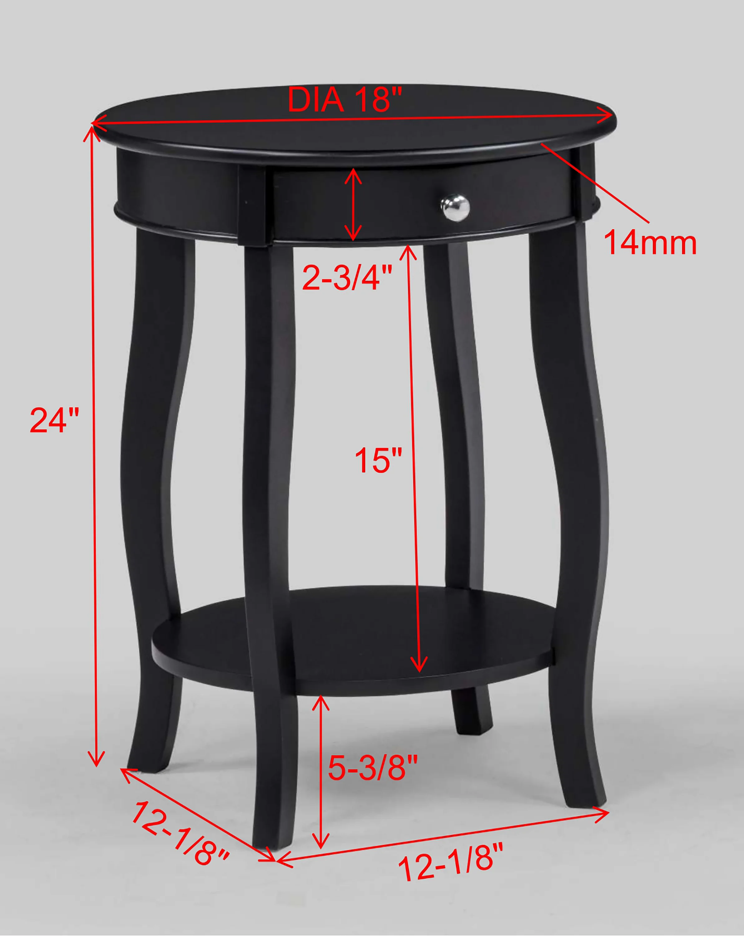 Jacie White or Black Chairside Table with Shelf - Image 2