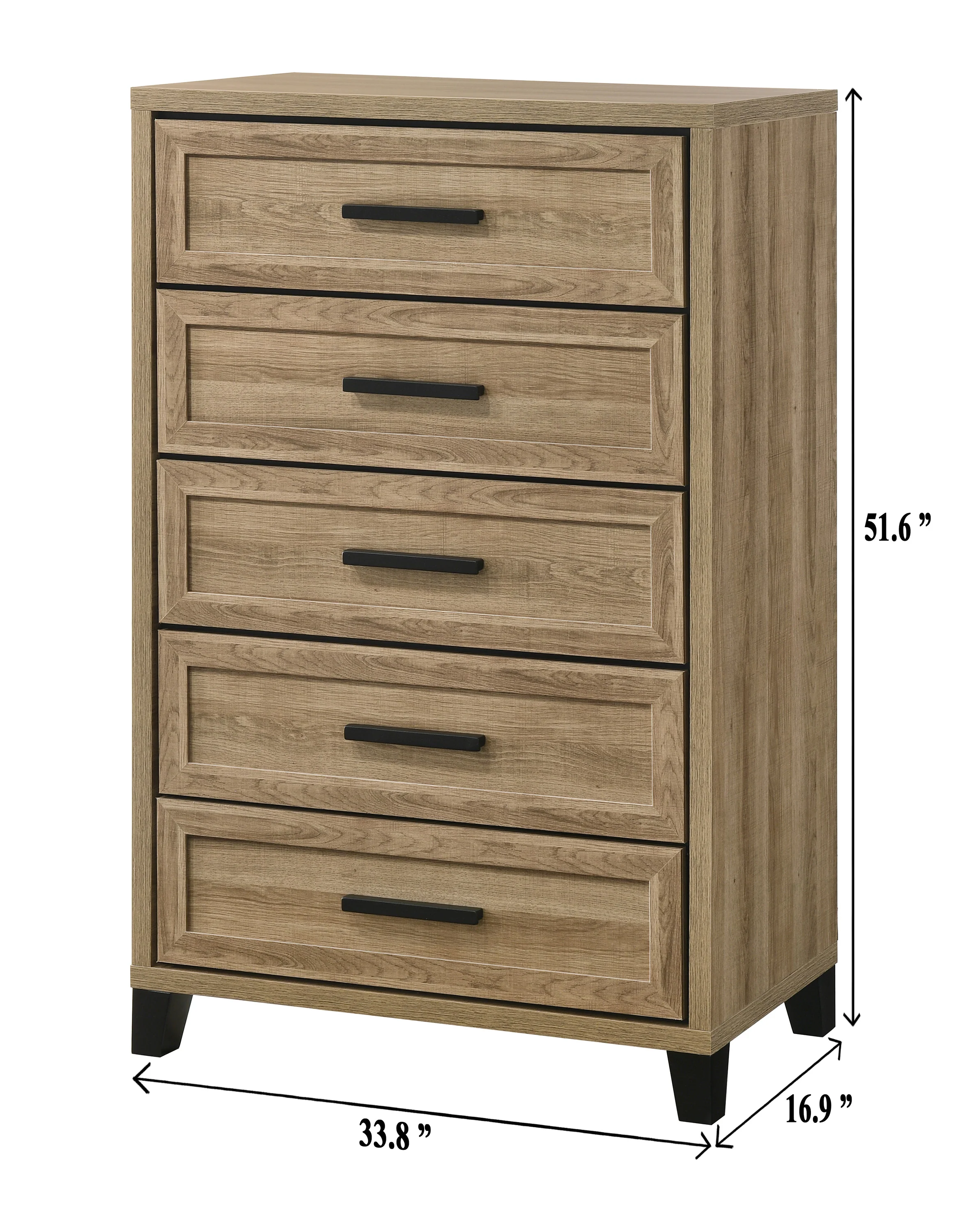 Jameson Natural 5 Drawer Chest - Image 3