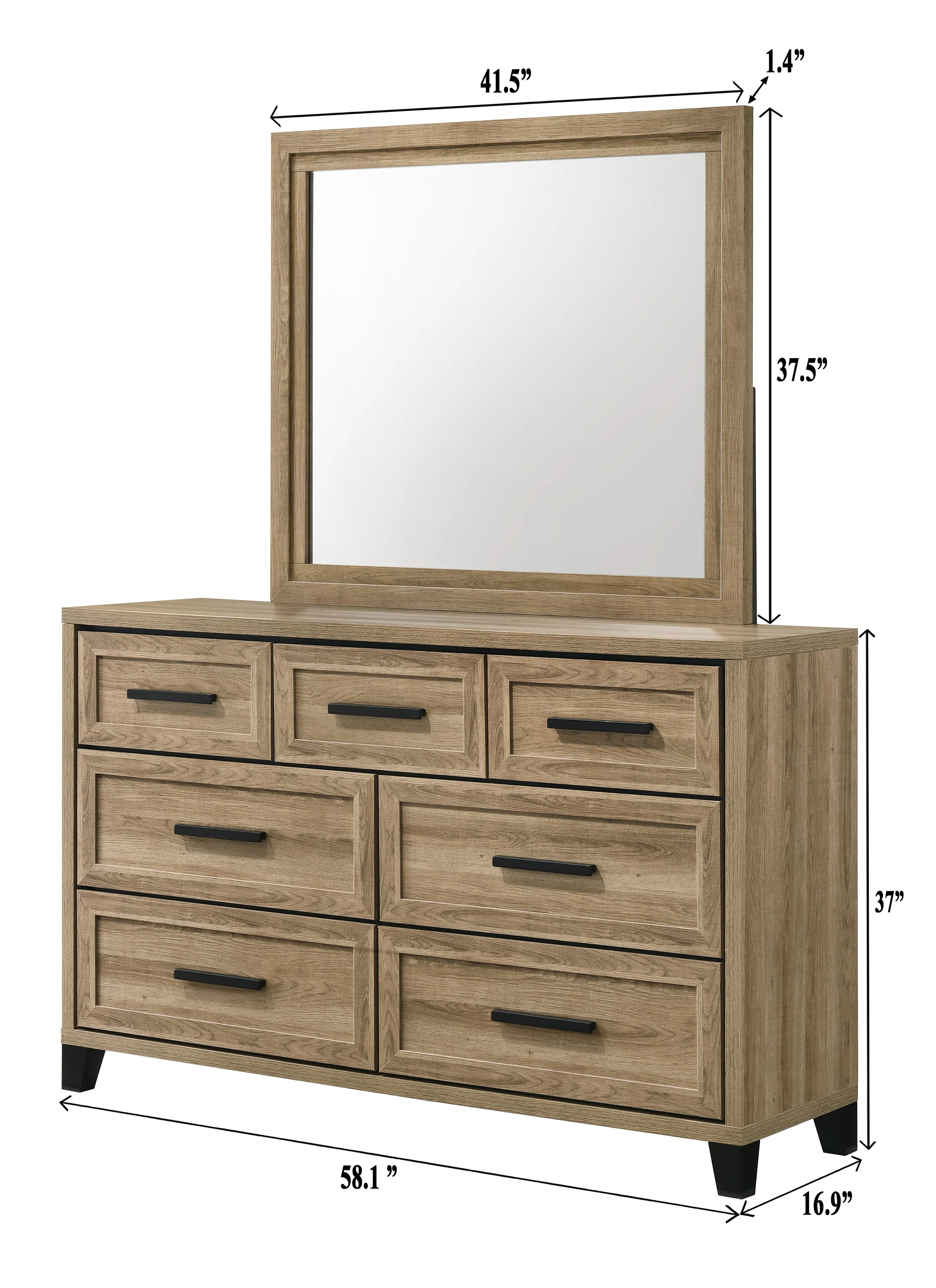 Jameson Natural Dresser and Optional Mirror - Image 6
