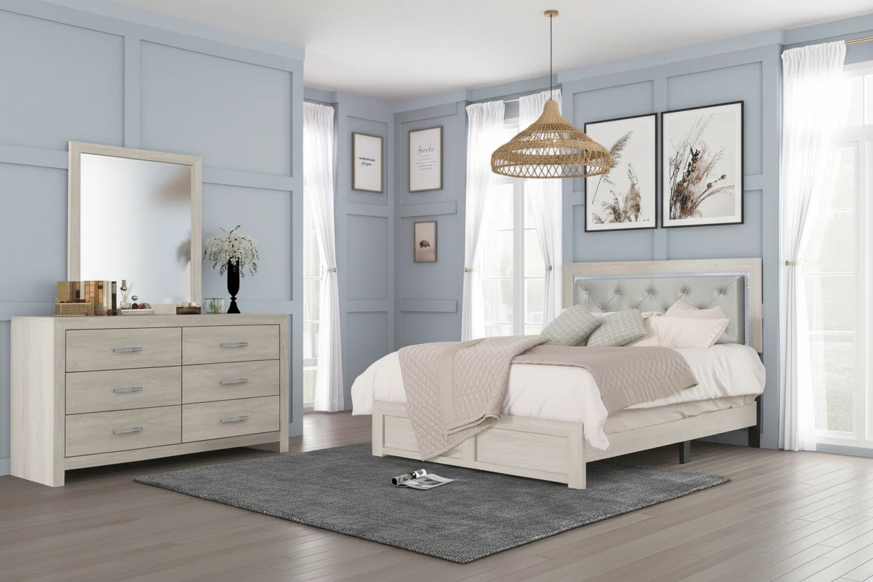 Jaylen 5 Piece Bedroom Suites in Natural or Black - Image 5