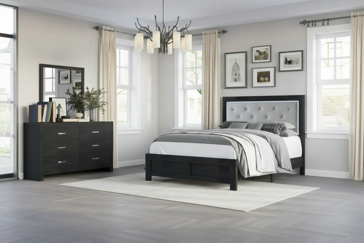 Jaylen 5 Piece Bedroom Suites in Natural or Black - Image 6