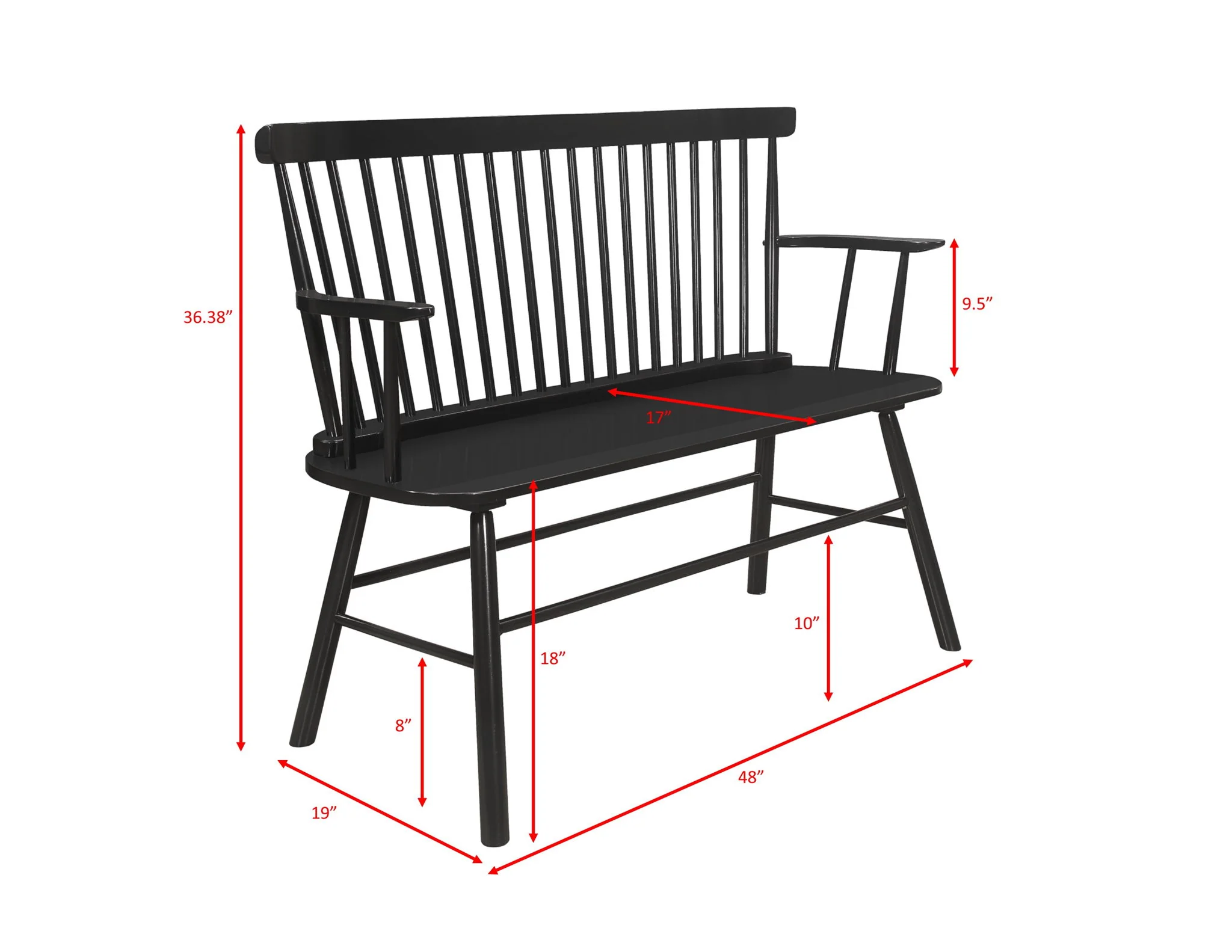 Jerimiah - Spindleback Bench - White - Image 2