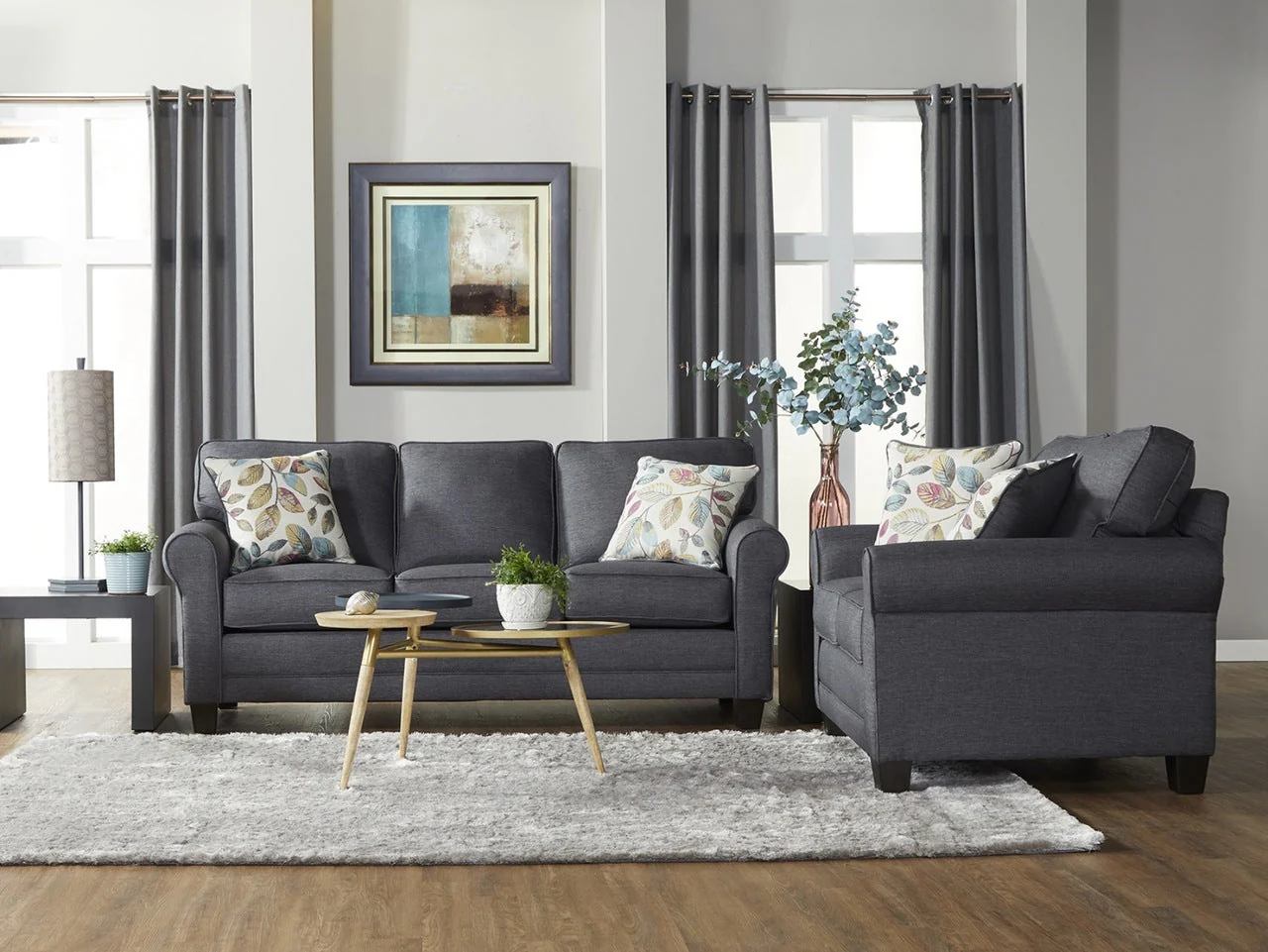 3700 Jitterbug Gray Sofa and Love Seat Set