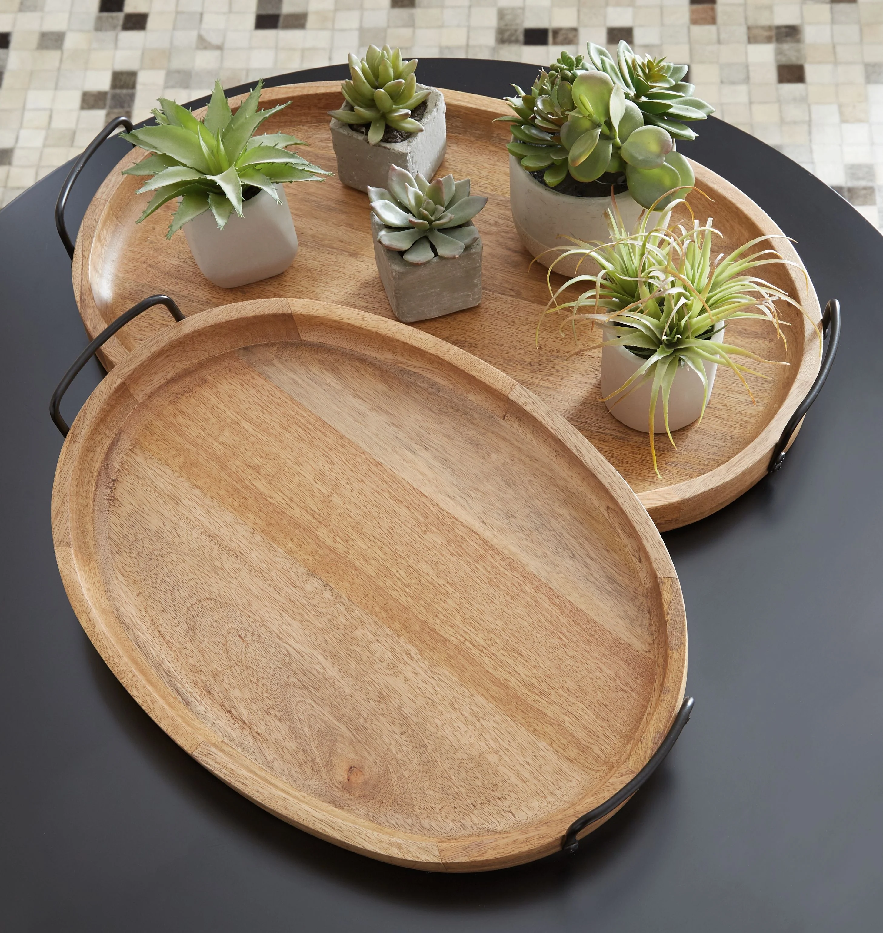 Jocelyne - Tray Set (Set of 2) - Brown / Black - Image 3