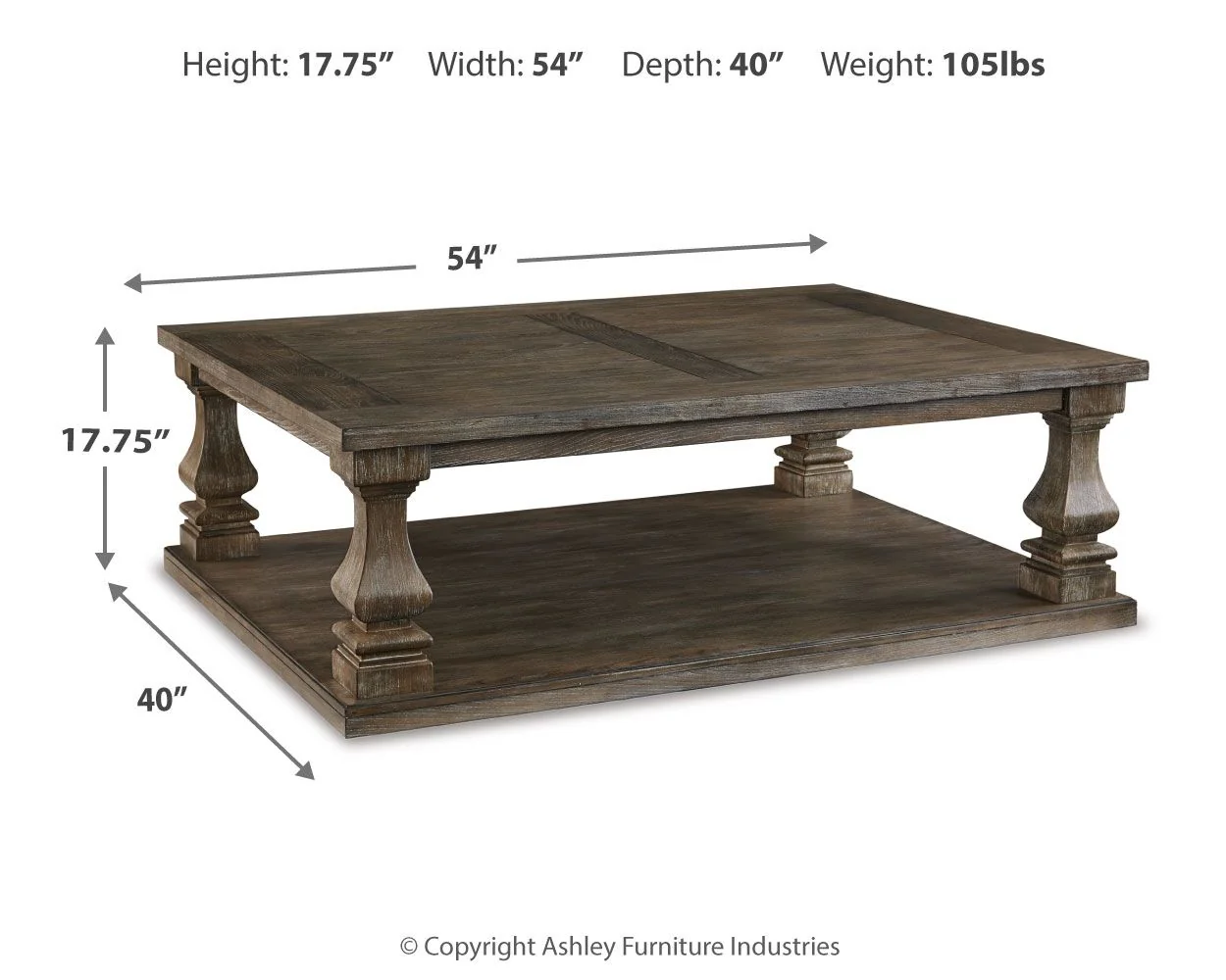 Johnelle - Rectangular Cocktail Table - Gray - Image 3