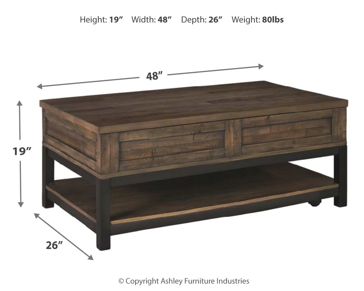 Johurst - LIFT TOP COCKTAIL TABLE - Grayish Brown - Image 3