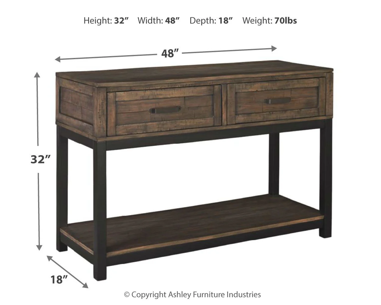 Johurst - Sofa Table - Grayish Brown - Image 2