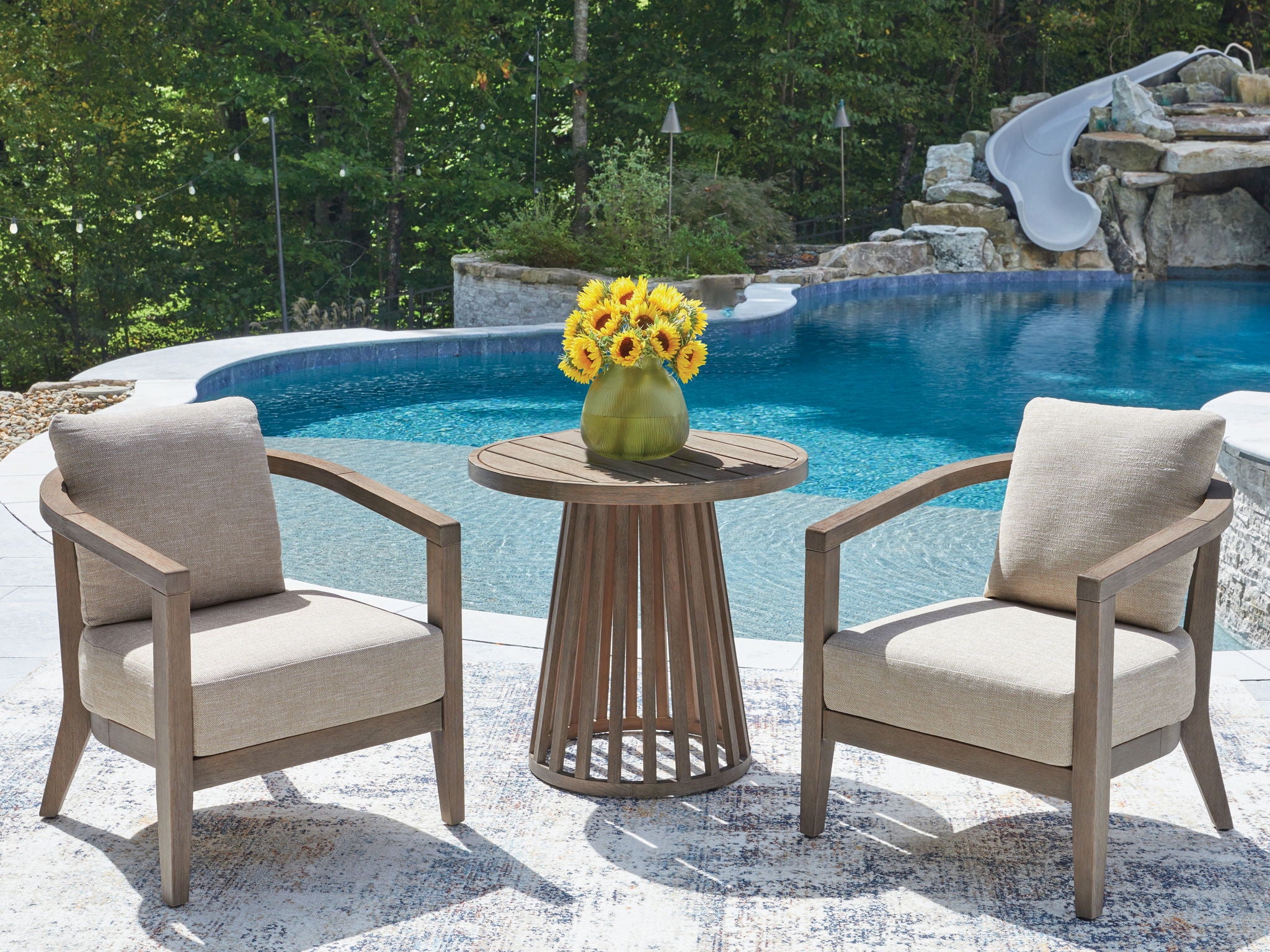 Joy Lagoon - Outdoor Chairs With Cushions/Table (Set of 3) - Beige - Image 4