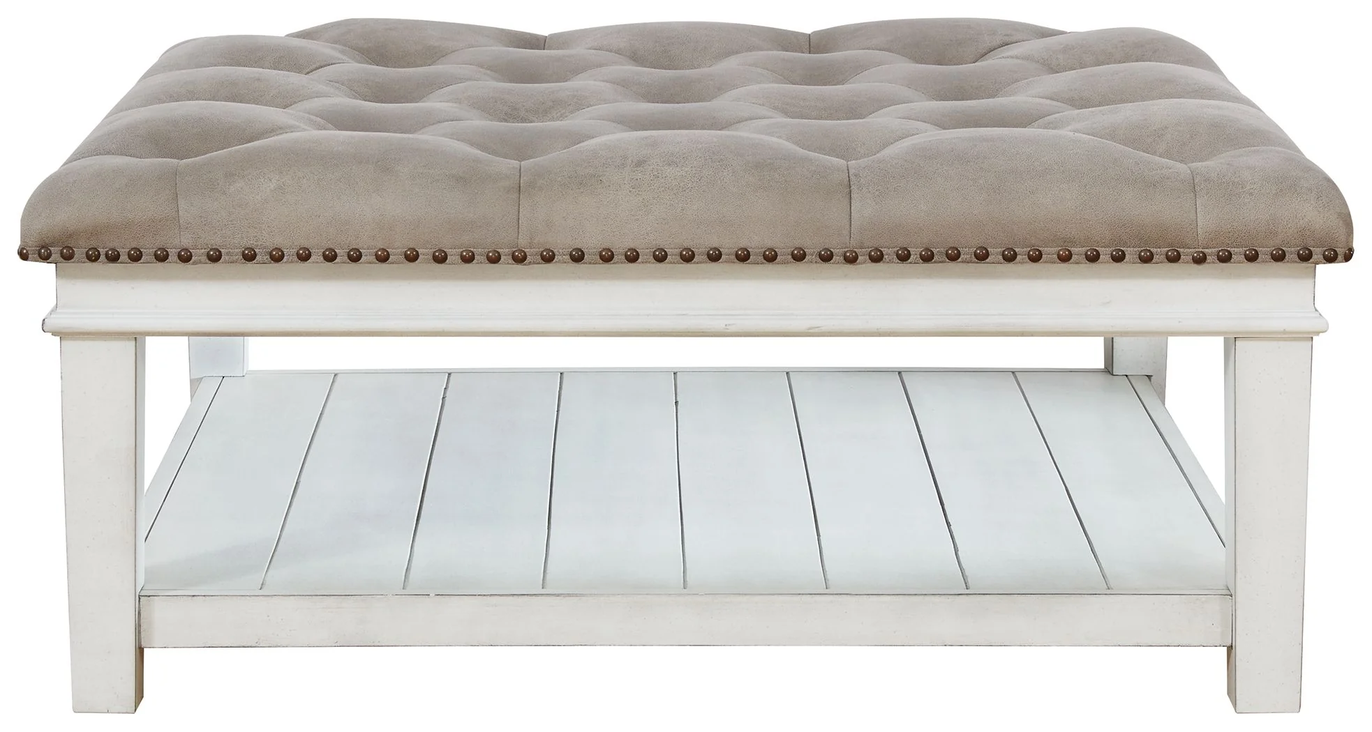 Kanwyn - Uph Ottoman Cocktail Table - Whitewash - Image 3