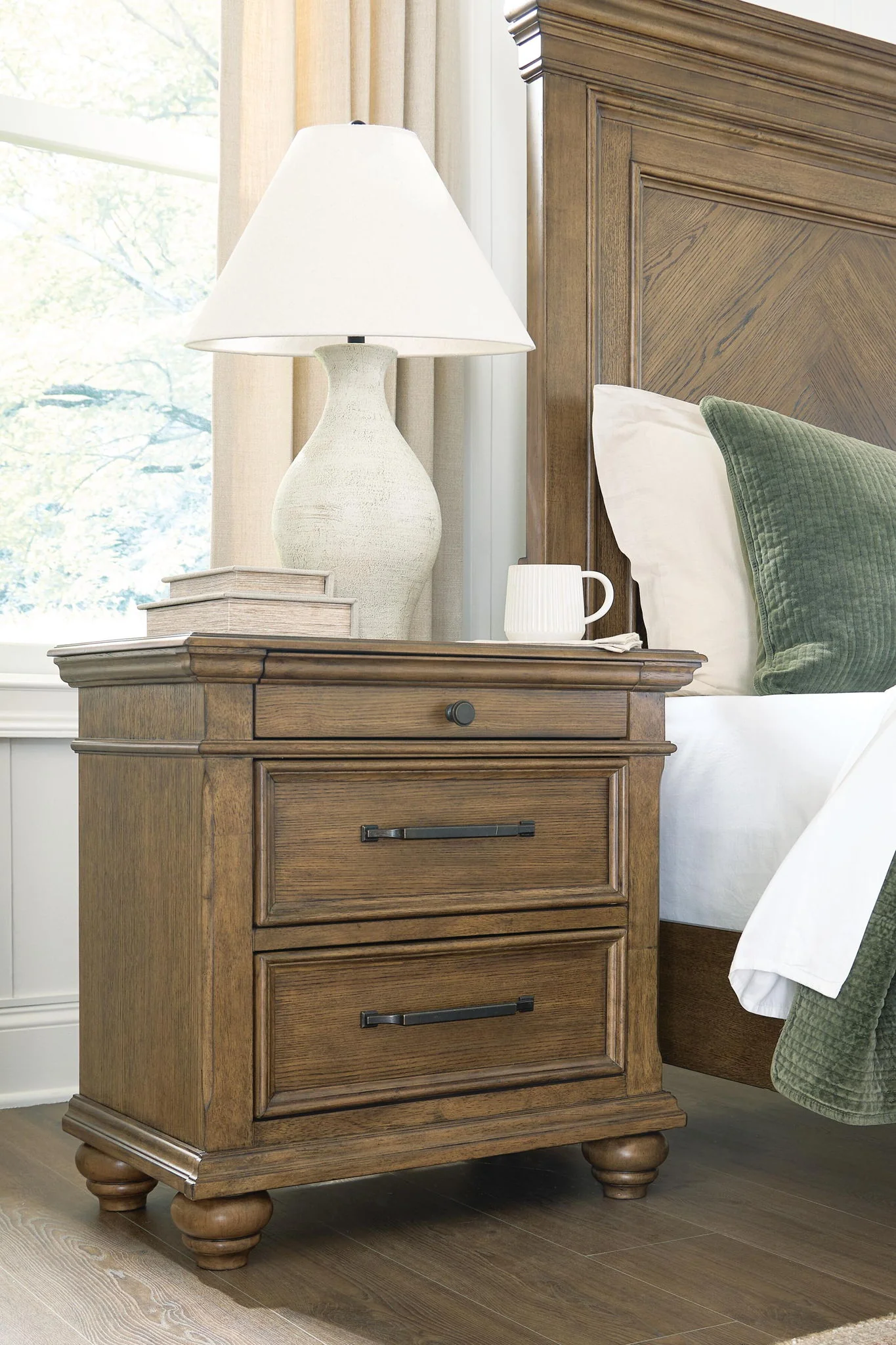 Karallin - Three Drawer Night Stand - Medium Brown - Image 4