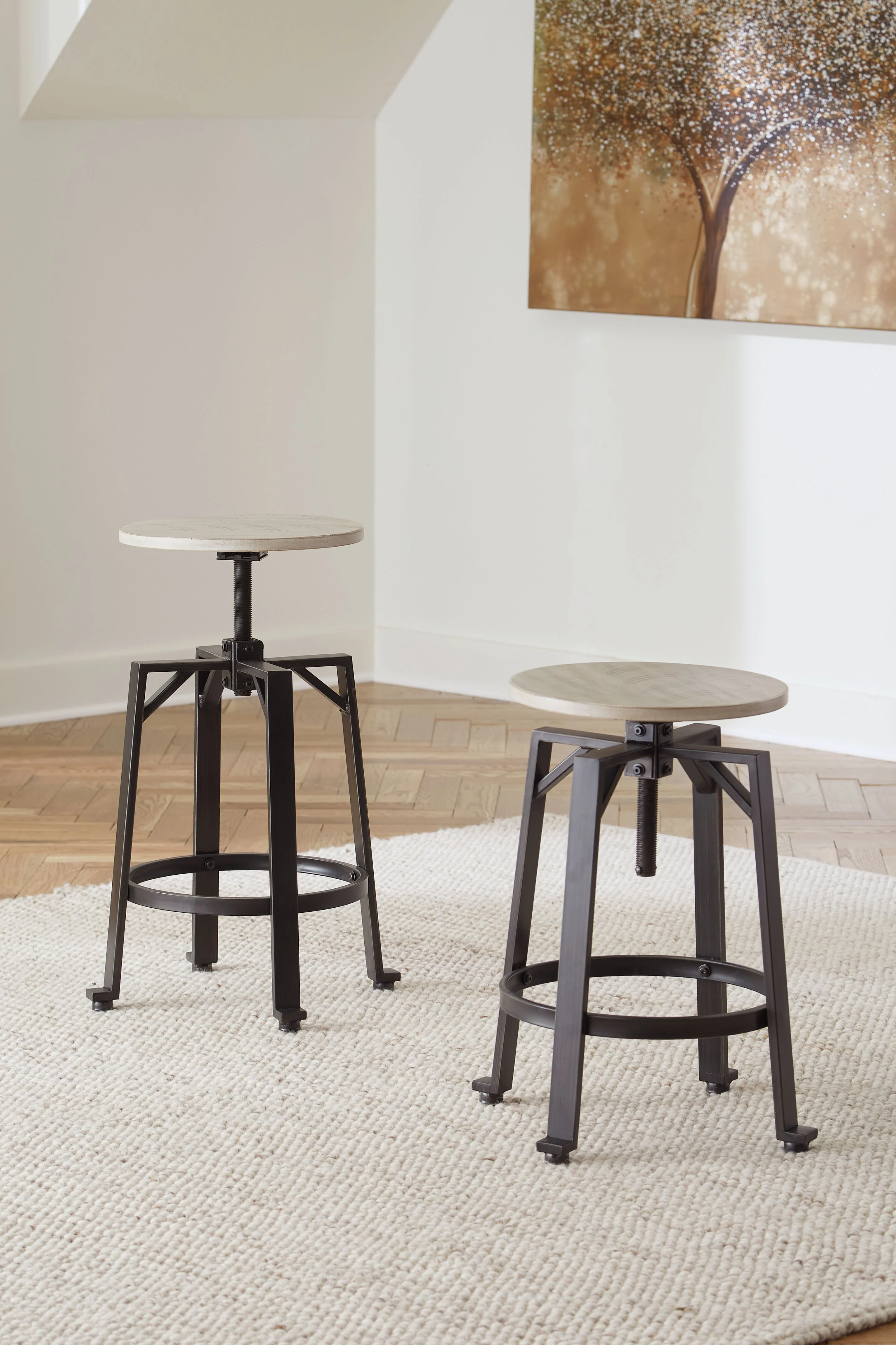 Karisslyn - Swivel Stool (Set of 2) - Whitewash / Black - Image 2