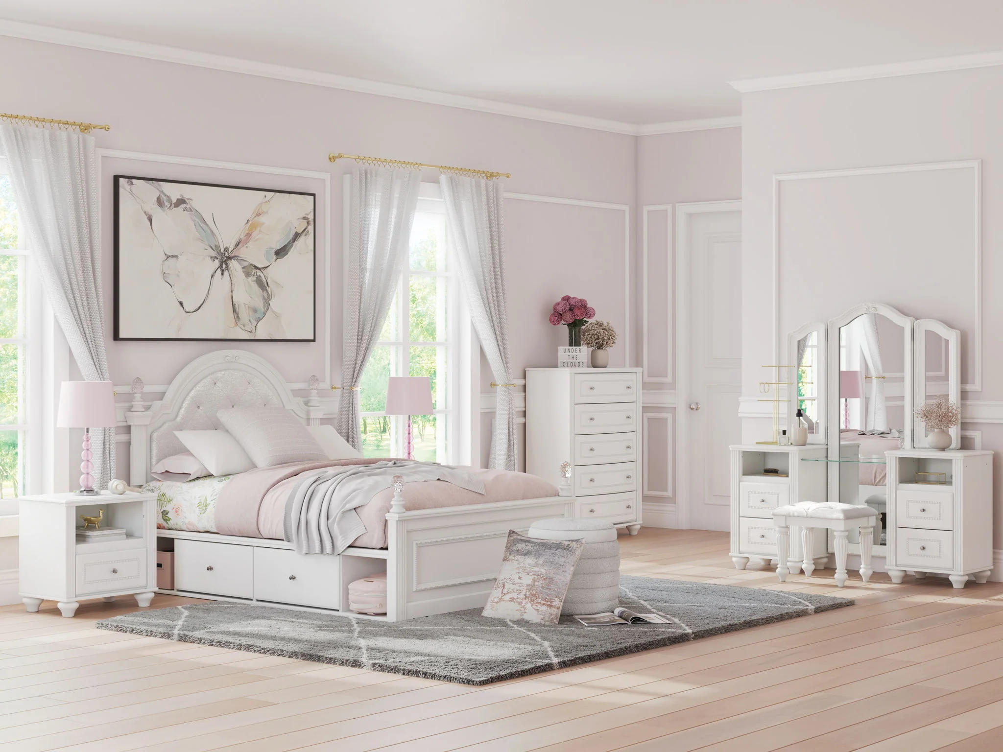 Kozlani - Vanity With Mirror - White - Image 4
