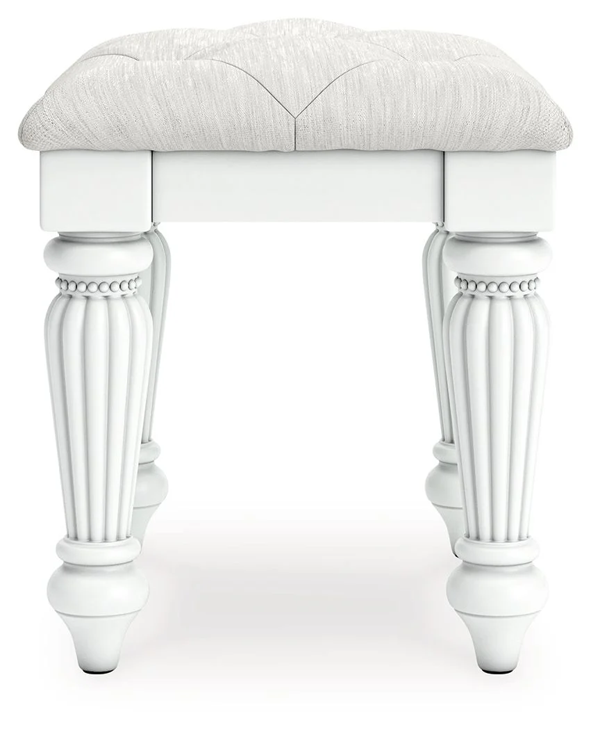 Kozlani - Vanity Upholstered Stool - White - Image 3