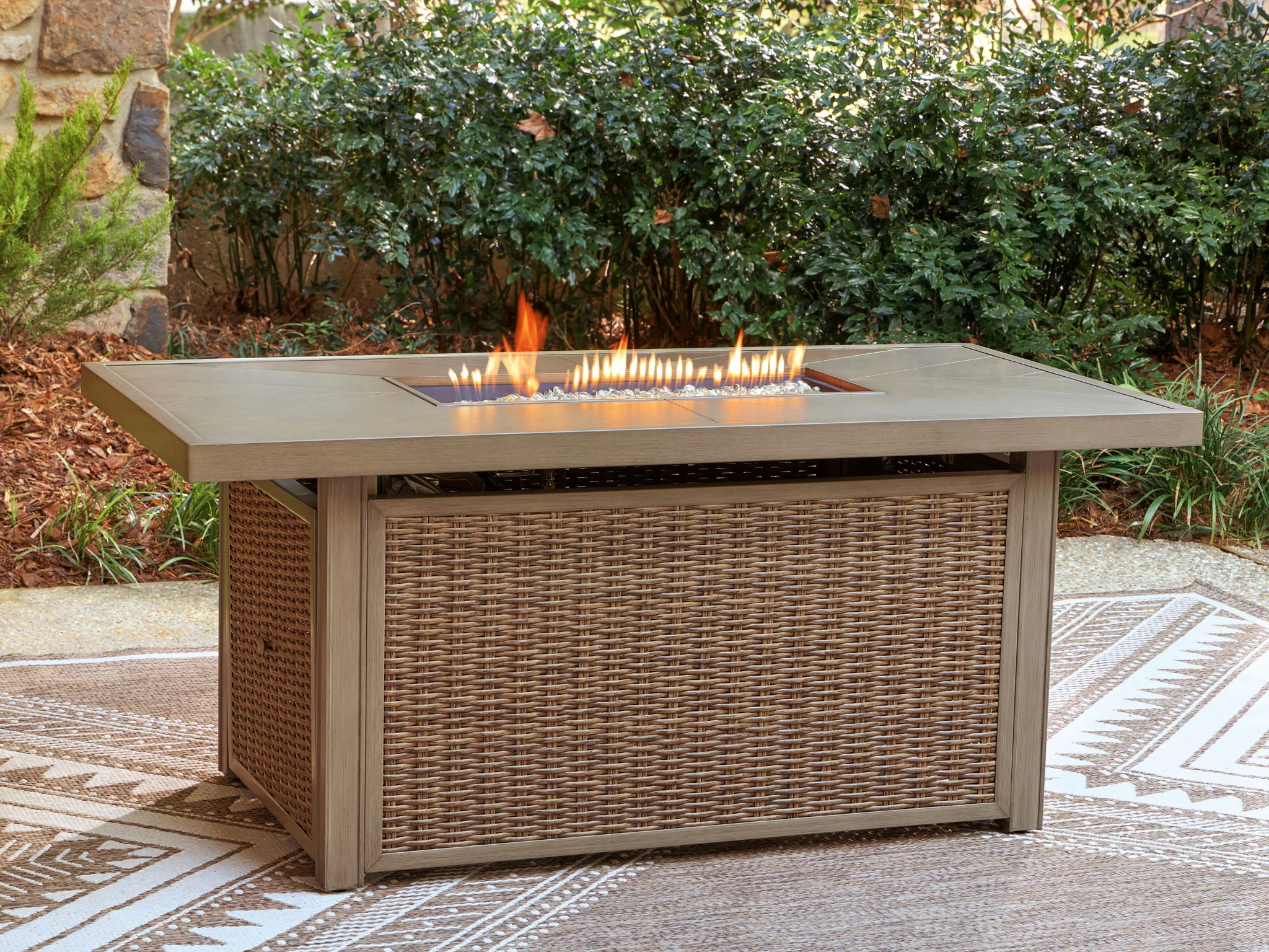 Laguna Heights - Rectangular Fire Pit Table - Beige - Image 4