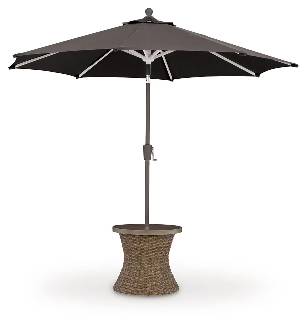 Laguna Heights - Round End Table With Umbrella Option - Beige - Image 4