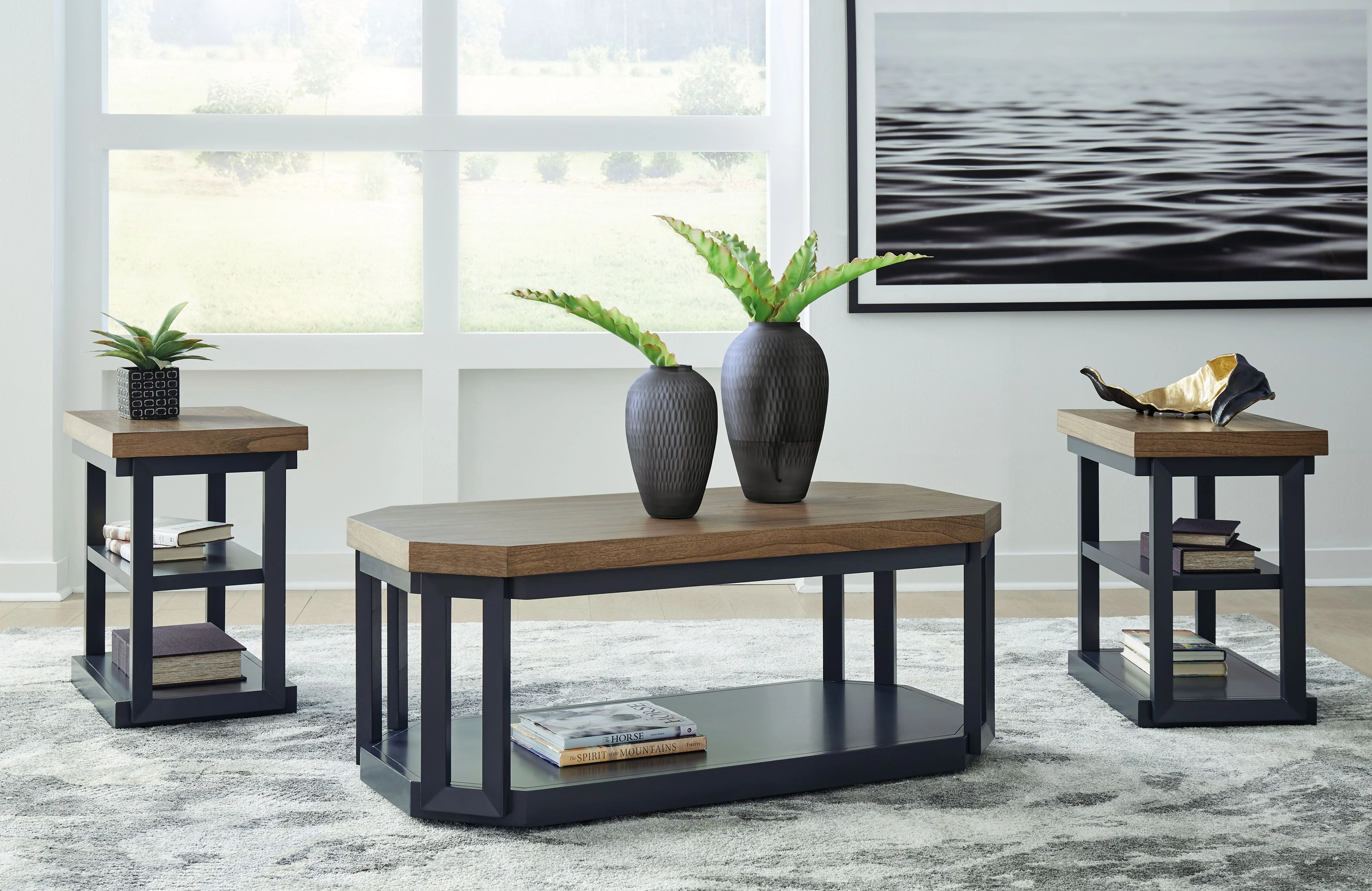 Landocken - Occasional Table Set (Set of 3) - Brown / Blue - Image 3